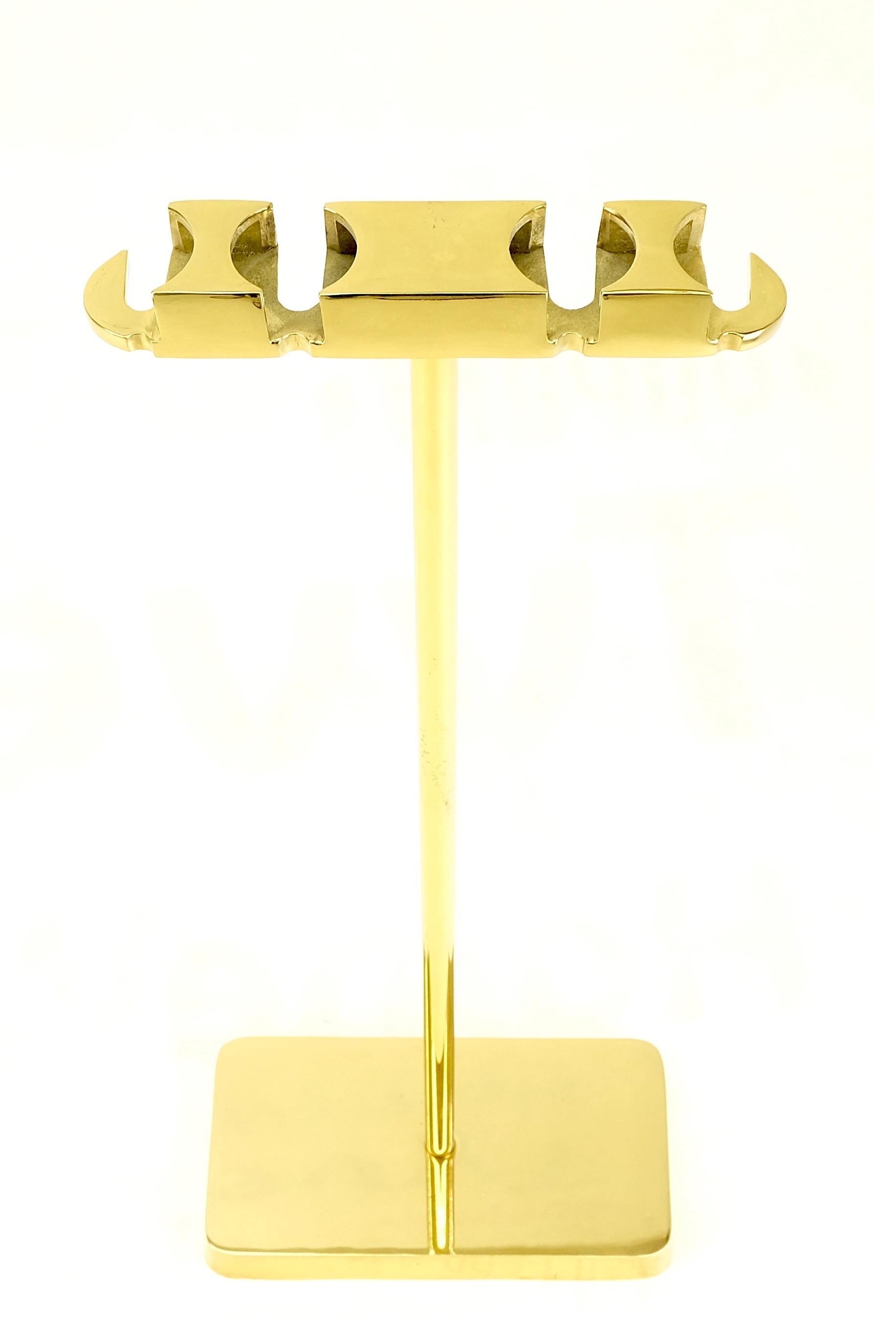 EstablishedLines Set of Quality Mid Century Modern Brass Fireplace Tools