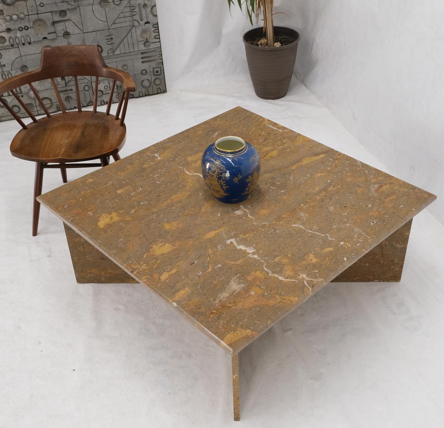 EstablishedLines Multicolor Marble X Base Square Marble Coffee Table