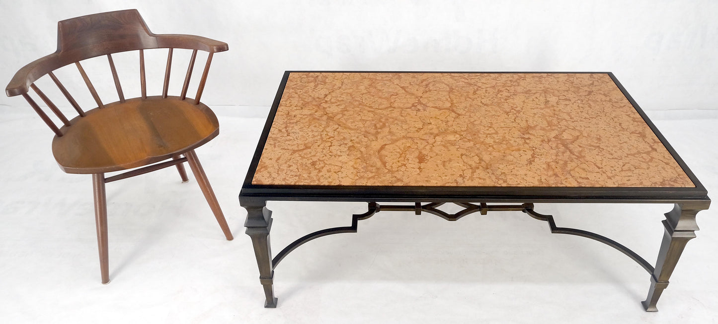 EstablishedLines Heavy Forged Bronzed Iron Base Rouge Marble Top Coffee Table Mint