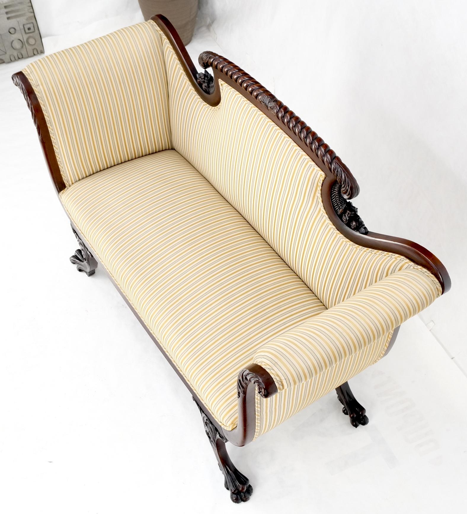 EstablishedLines Finely Carved Mahogany Settee Loveseat Empire Claw Feet Tall Back CLEAN