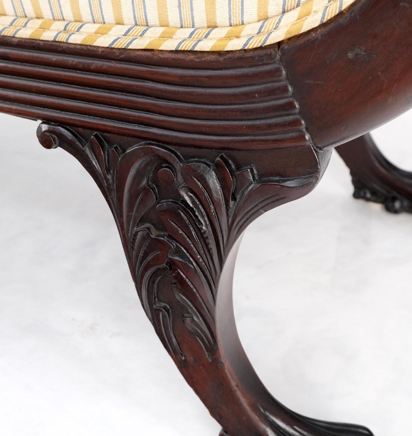 EstablishedLines Finely Carved Mahogany Settee Loveseat Empire Claw Feet Tall Back CLEAN