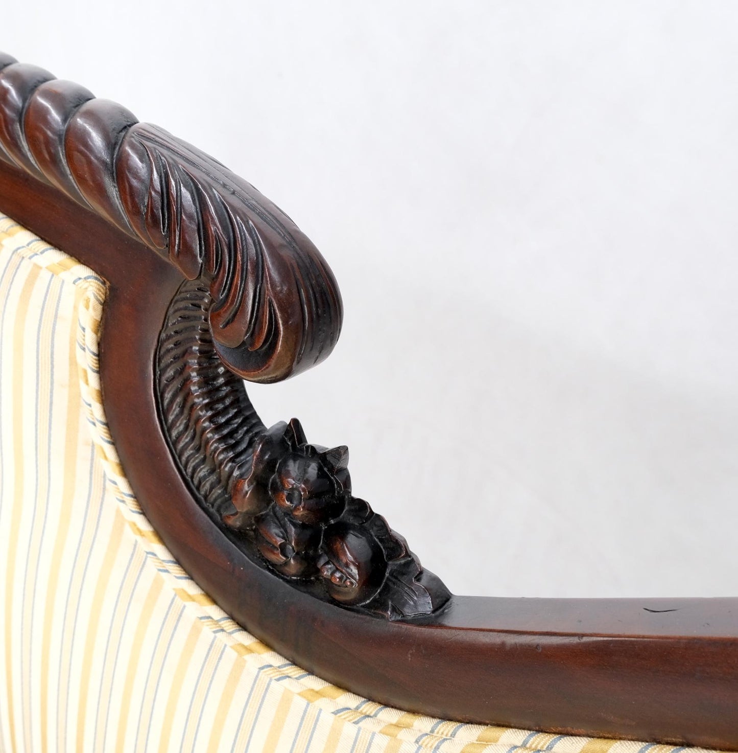 EstablishedLines Finely Carved Mahogany Settee Loveseat Empire Claw Feet Tall Back CLEAN