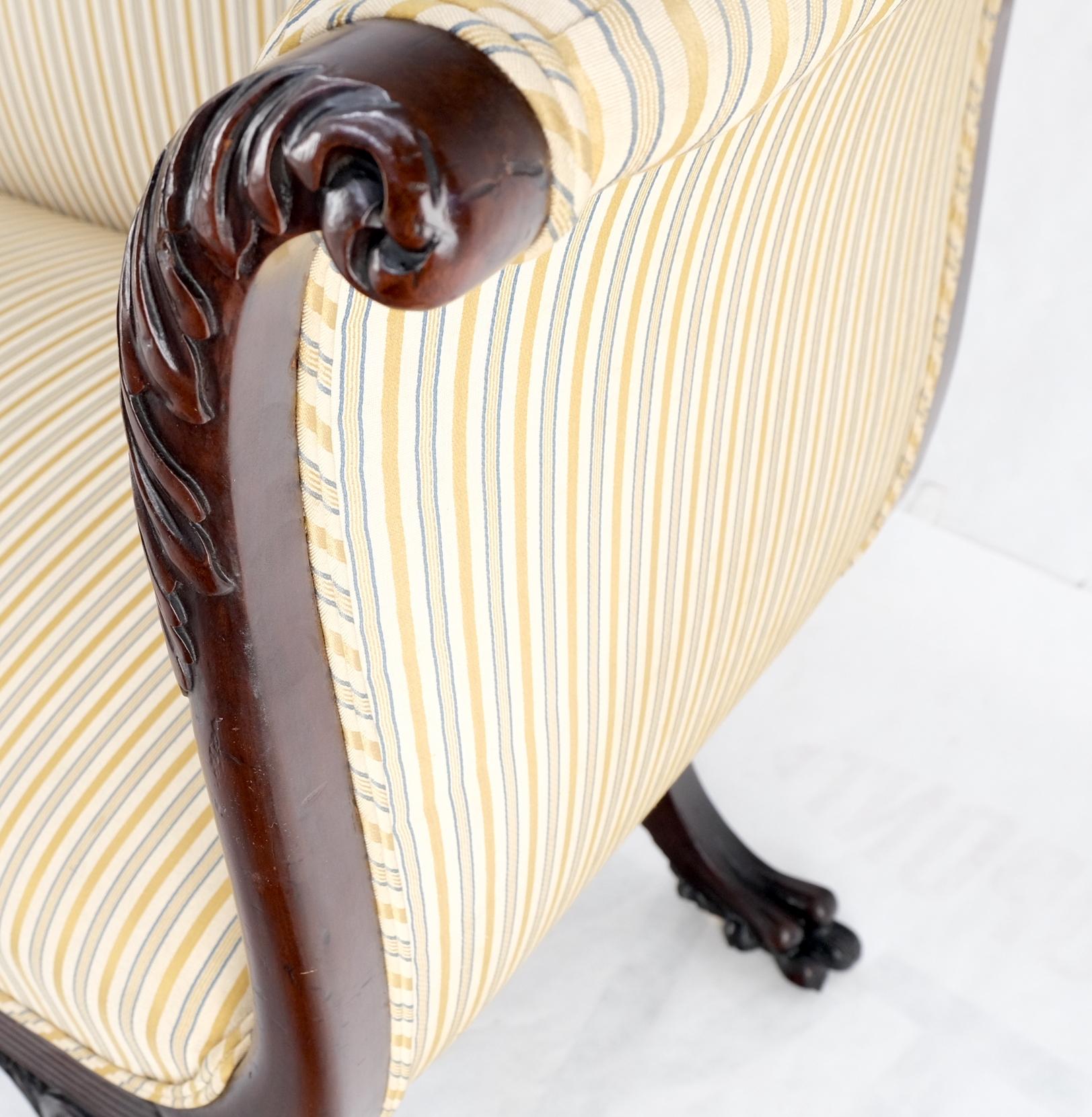 EstablishedLines Finely Carved Mahogany Settee Loveseat Empire Claw Feet Tall Back CLEAN