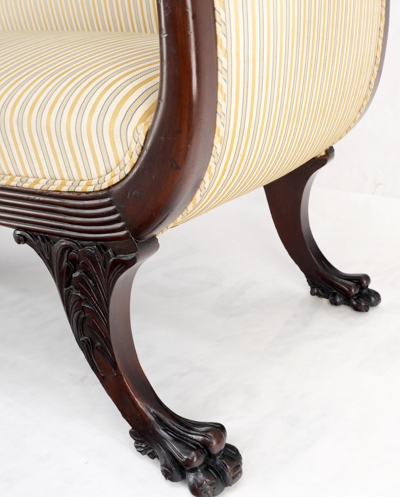 EstablishedLines Finely Carved Mahogany Settee Loveseat Empire Claw Feet Tall Back CLEAN