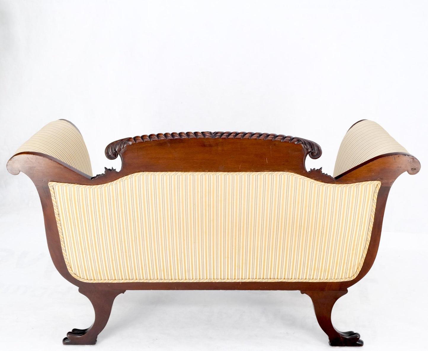 EstablishedLines Finely Carved Mahogany Settee Loveseat Empire Claw Feet Tall Back CLEAN