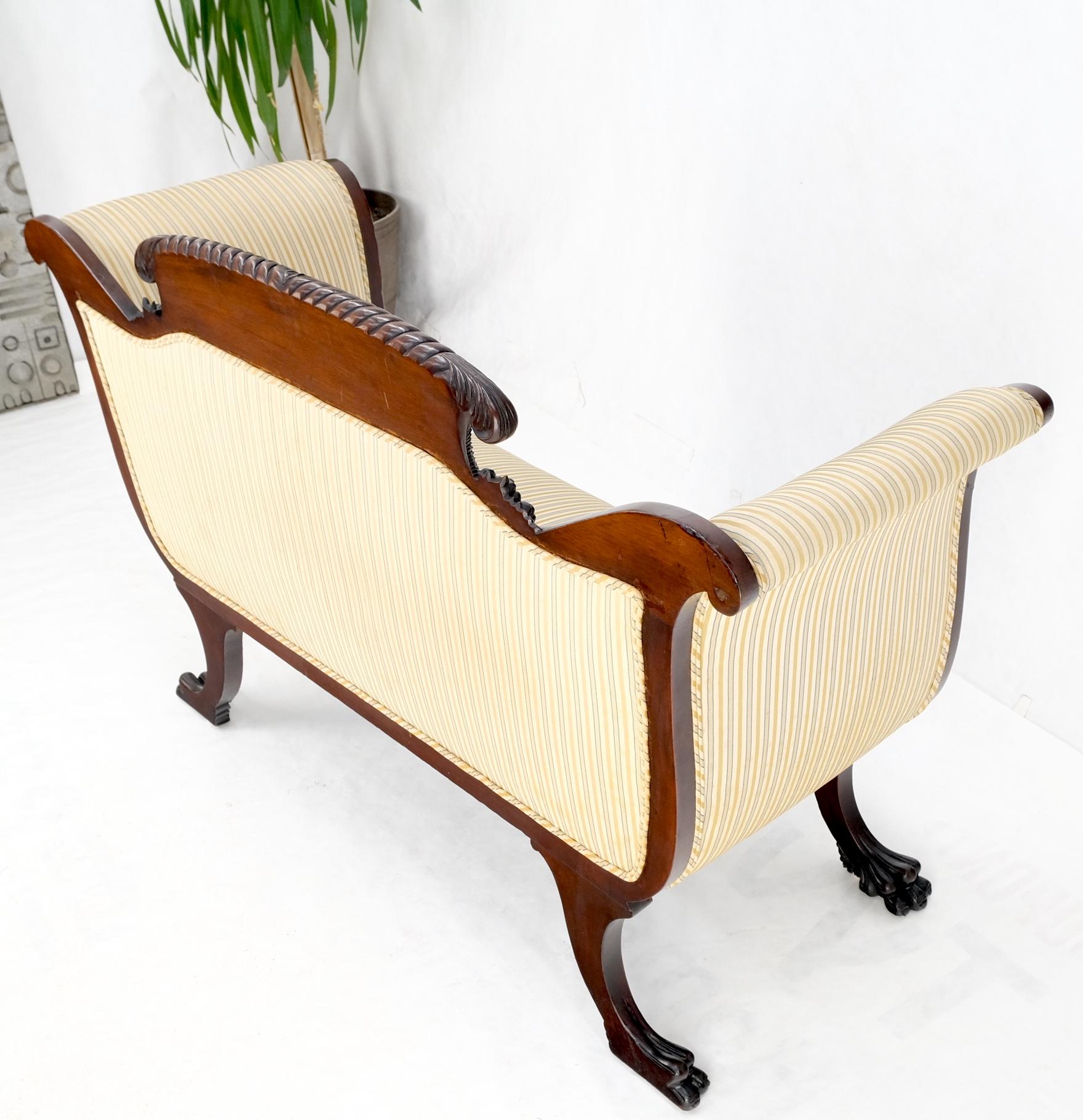 EstablishedLines Finely Carved Mahogany Settee Loveseat Empire Claw Feet Tall Back CLEAN