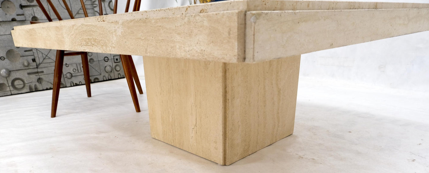 EstablishedLines Mid-Century Modern Square Travertine Coffee Table