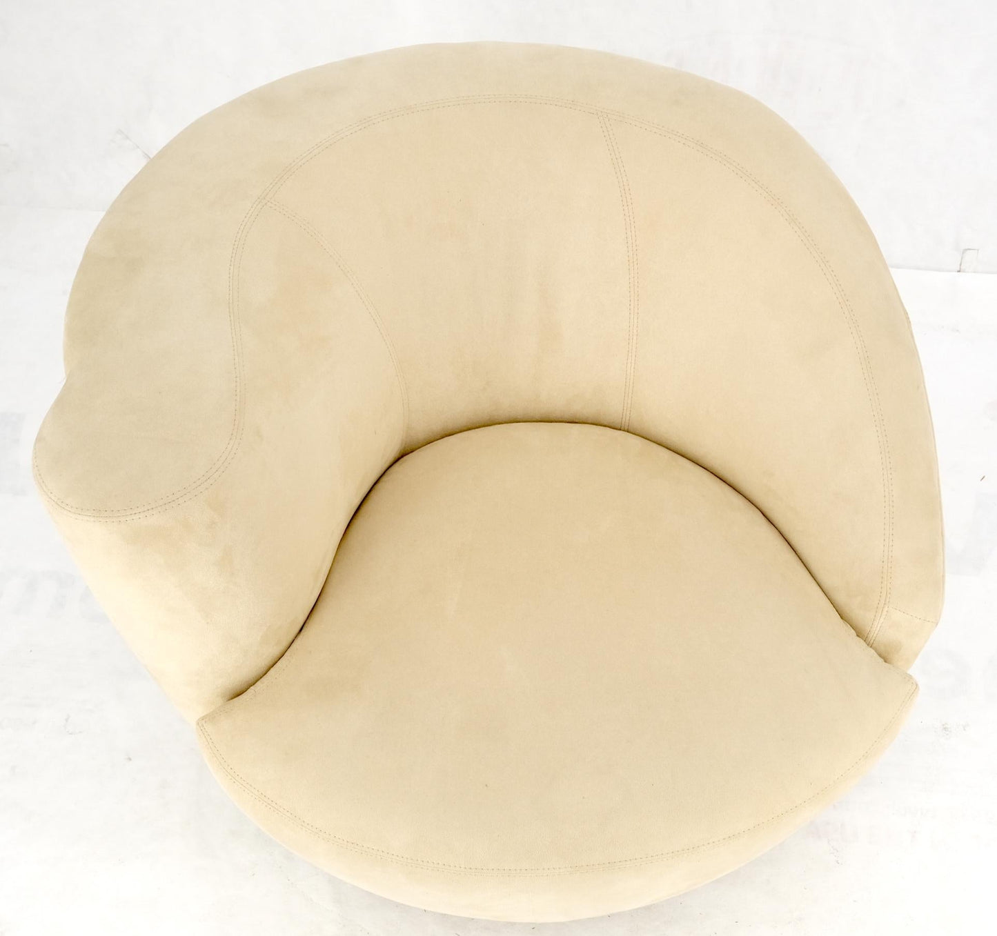 EstablishedLines Beige Offwhite Alcantara Suede Corkscrew Nautilus Swivel Chairs Directional Mint