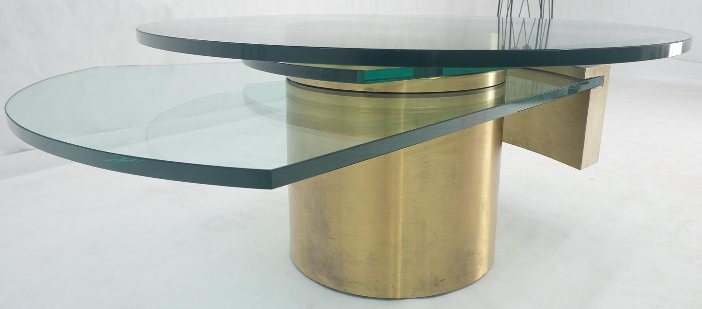 EstablishedLines Dakota Jackson Self Winding Mechanical Clock Round Bras & Glass Coffee Table