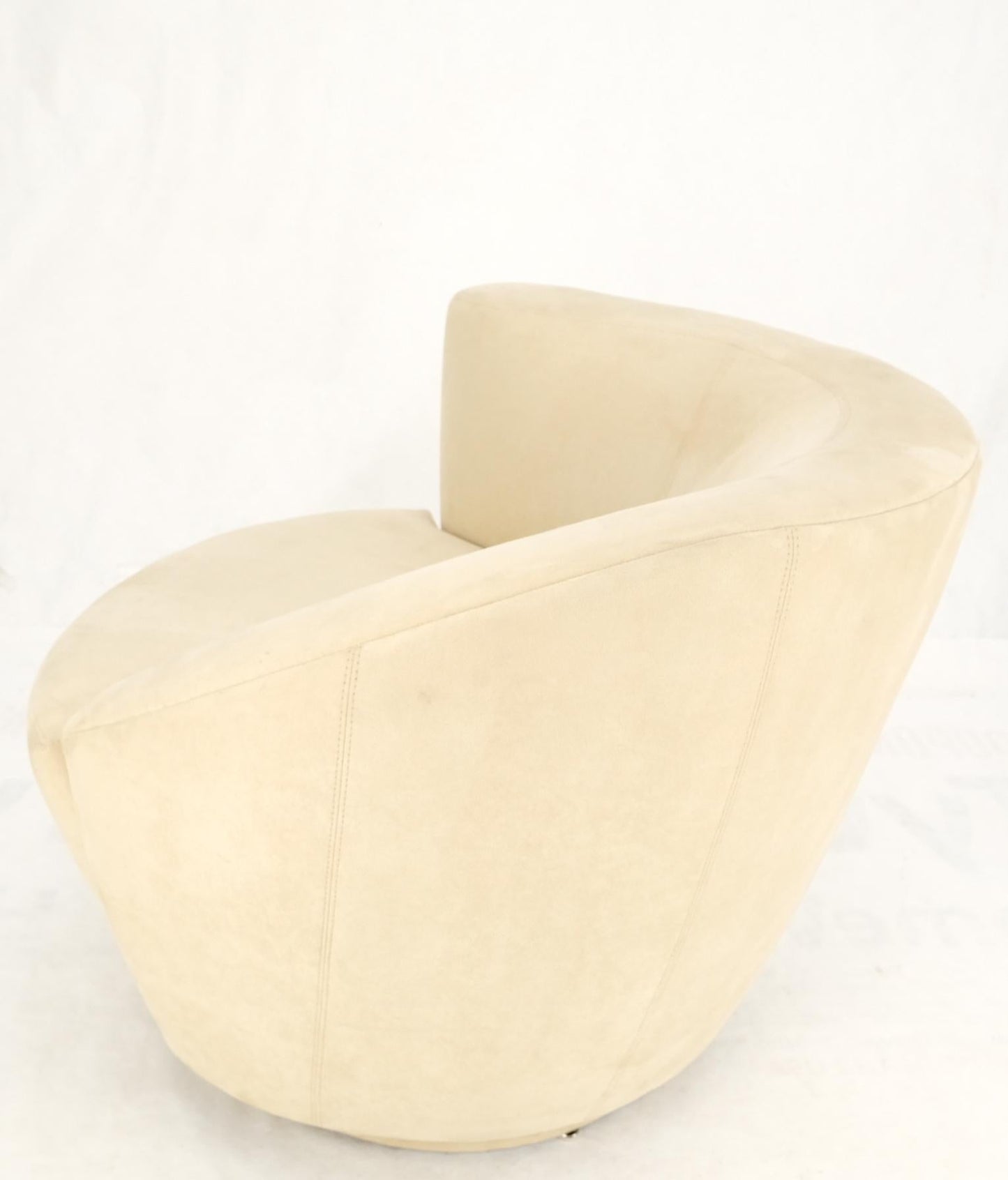 EstablishedLines Beige Offwhite Alcantara Suede Corkscrew Nautilus Swivel Chairs Directional Mint