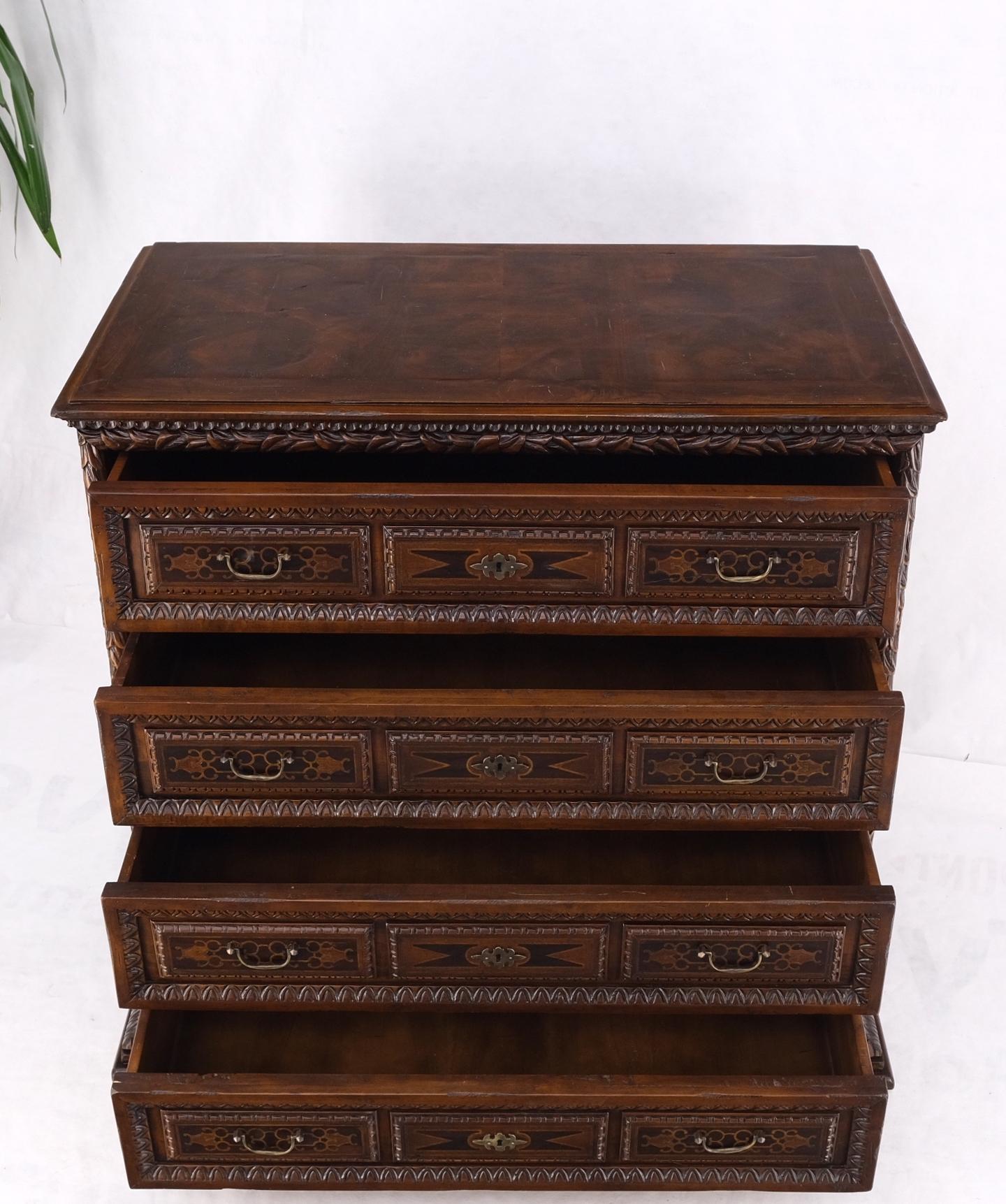 EstablishedLines Heavily Carved Spanish Style 4 Drawers Commode Chest of Drawers Dresser Cabinet