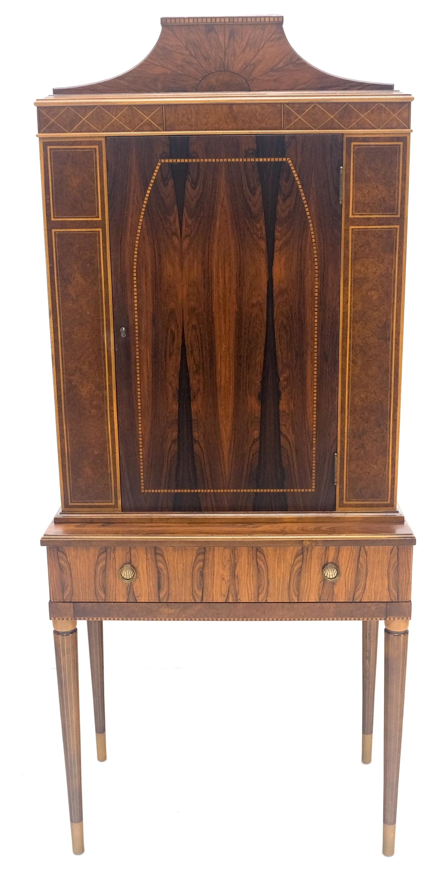 EstablishedLines Rosewood French Art Deco Tapered Legs Cupboard Buffet Breakfront Cabinet MINT!