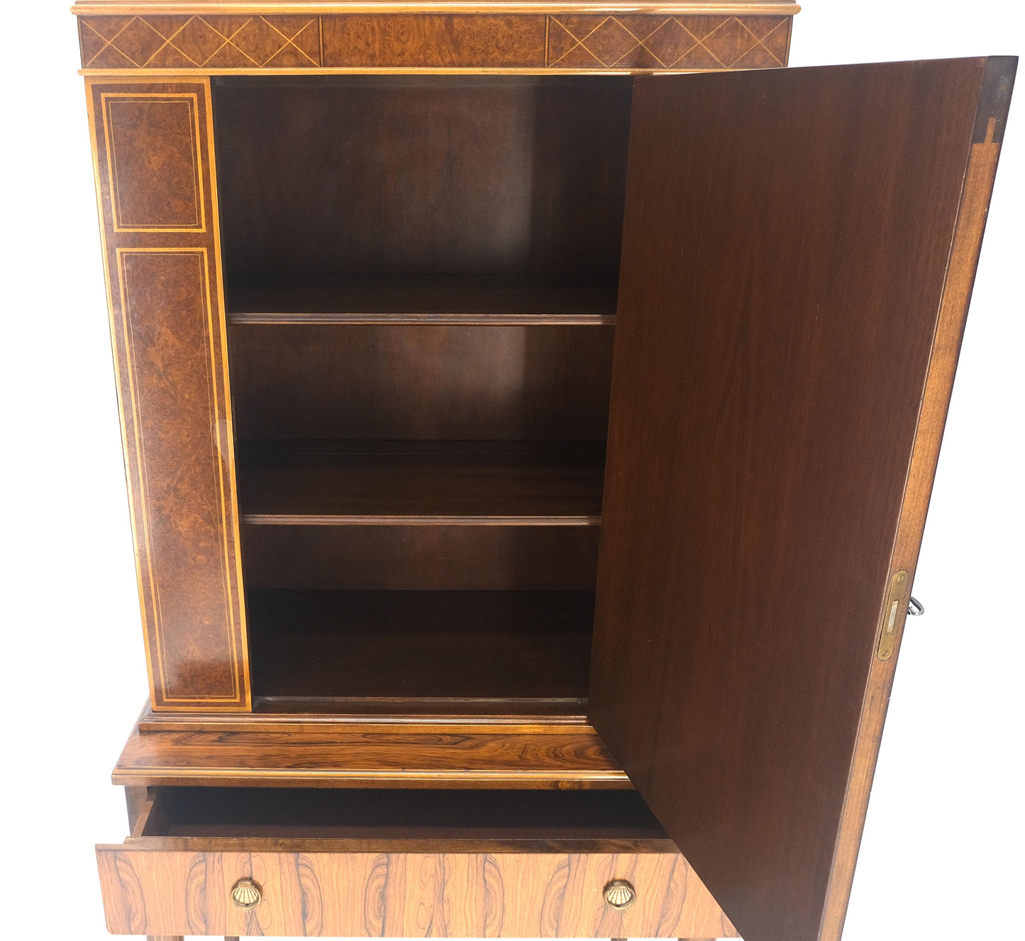EstablishedLines Rosewood French Art Deco Tapered Legs Cupboard Buffet Breakfront Cabinet MINT!