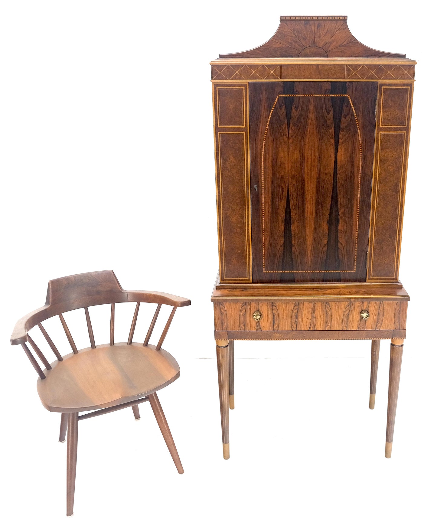 EstablishedLines Rosewood French Art Deco Tapered Legs Cupboard Buffet Breakfront Cabinet MINT!