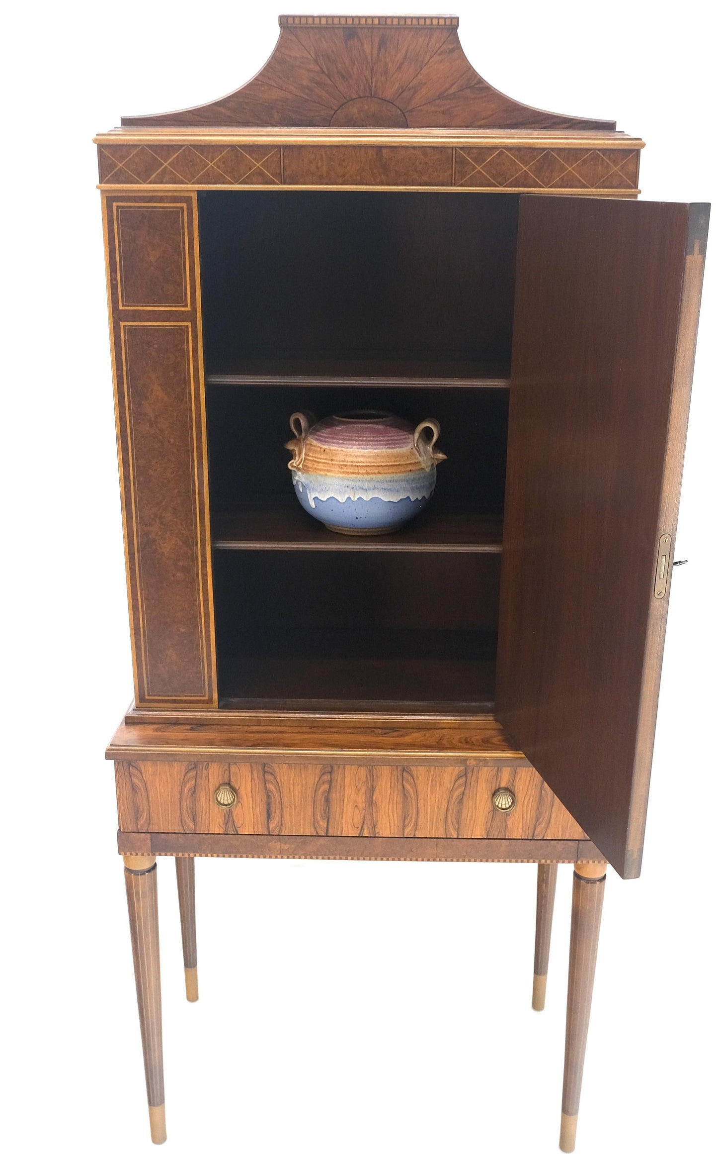 EstablishedLines Rosewood French Art Deco Tapered Legs Cupboard Buffet Breakfront Cabinet MINT!