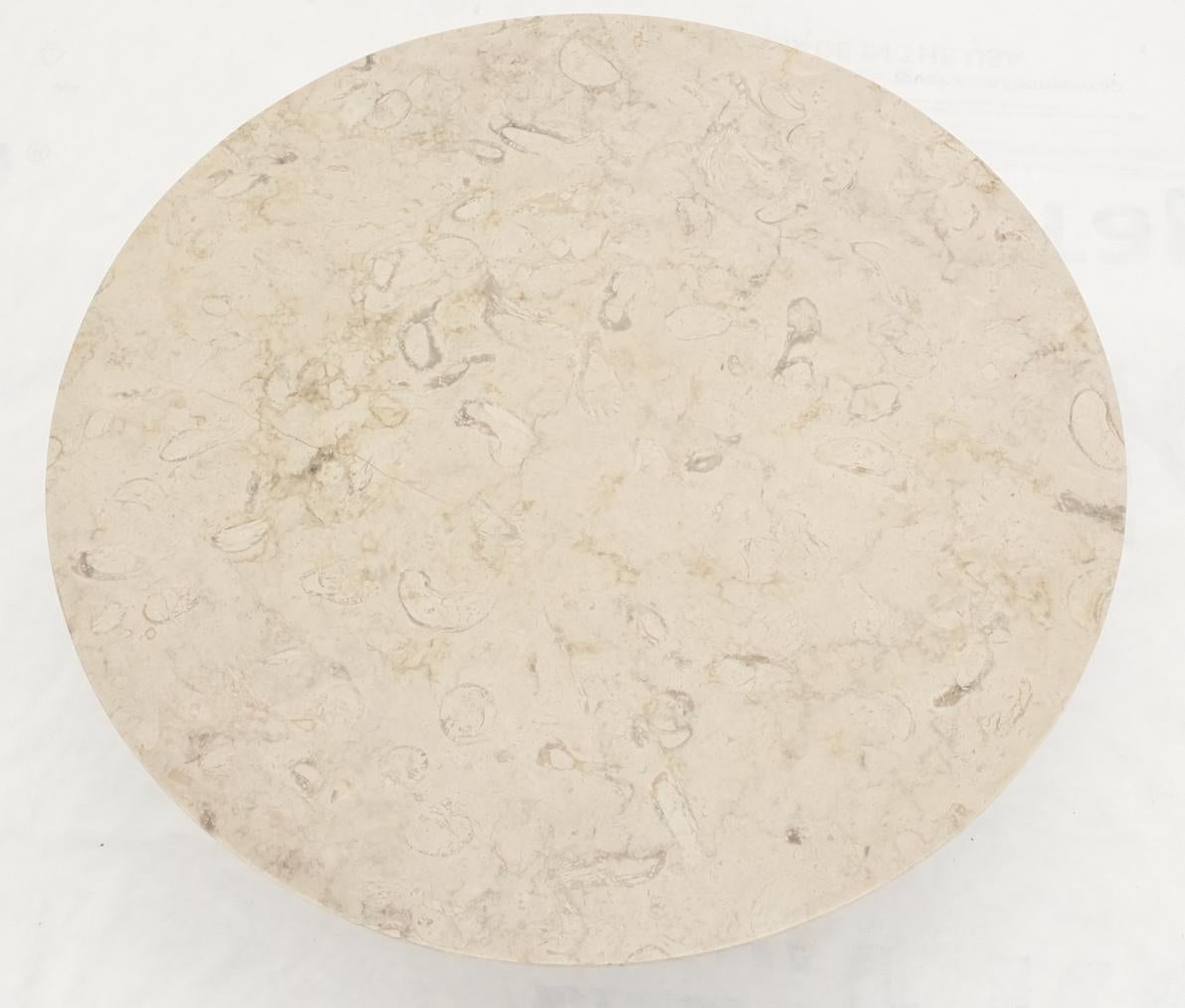 EstablishedLines Mid-Century Modern Turned Solid Walnut Base Marble Top Round Coffee Table MINT