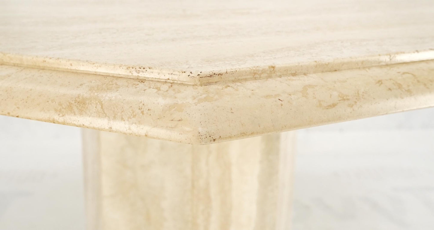 EstablishedLines Large Round Octagon Shape Single Pedestal Travertine Dining Conference Table