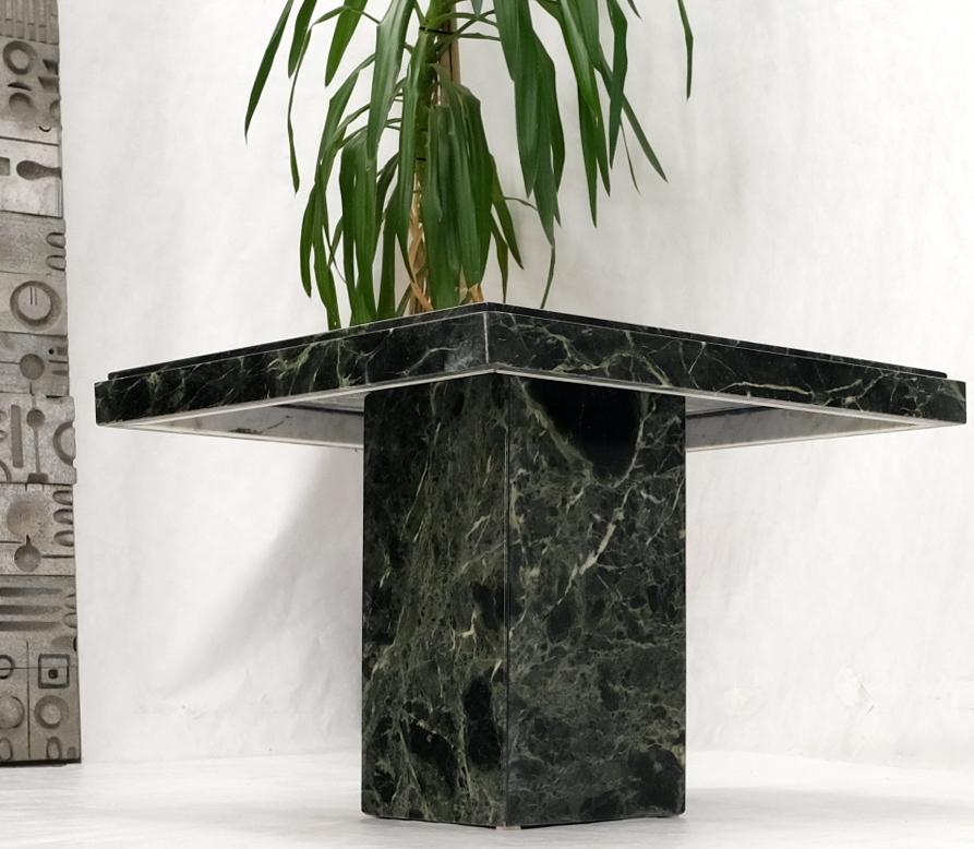 EstablishedLines Dark Green to Black White Veins Square Marble Side End Coffee Table Stand