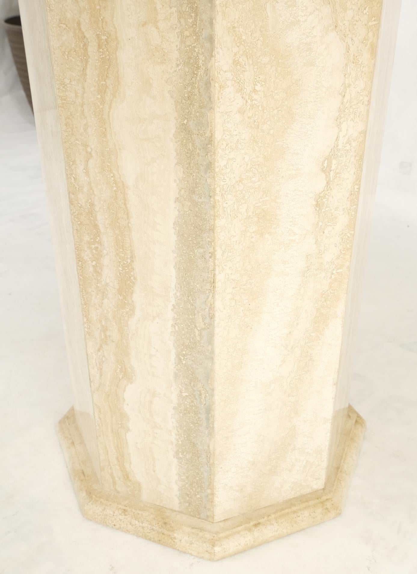 EstablishedLines Large Round Octagon Shape Single Pedestal Travertine Dining Conference Table