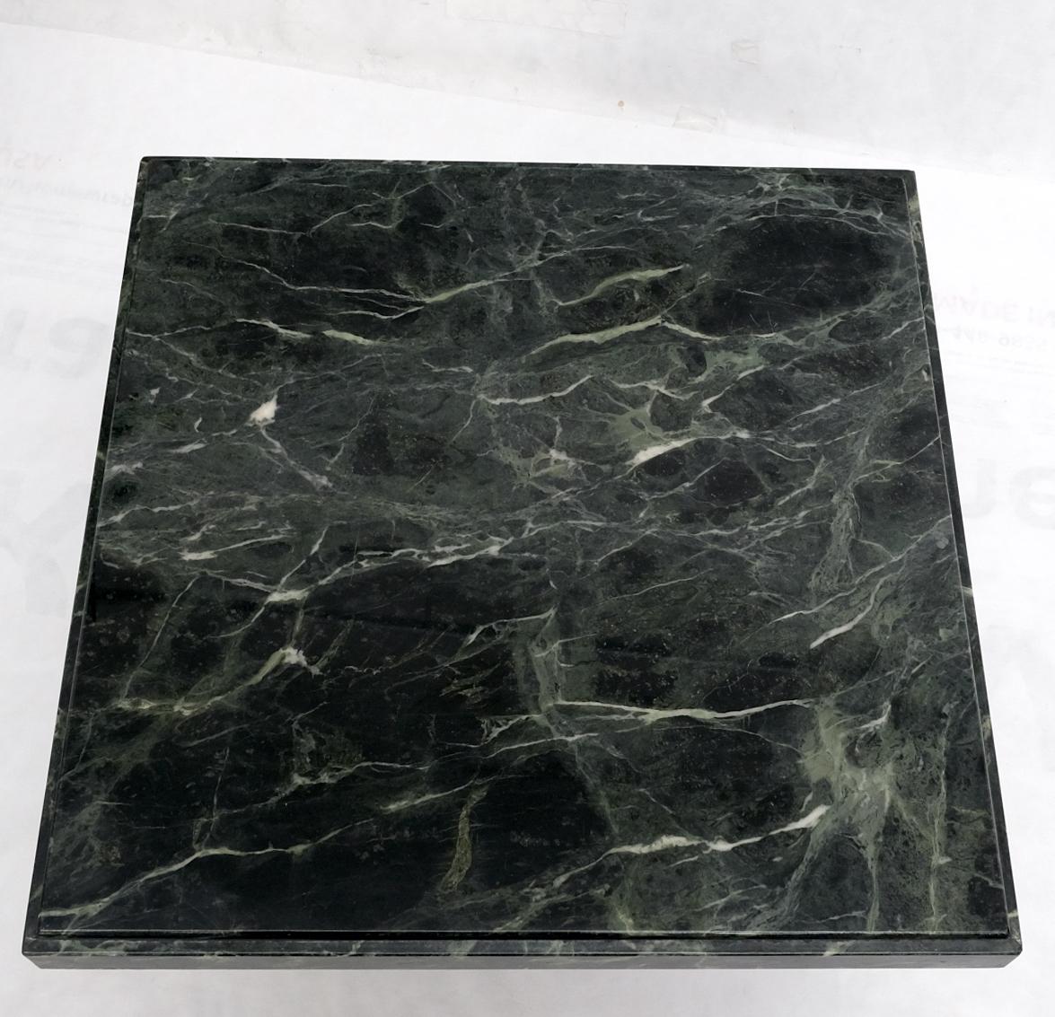 EstablishedLines Dark Green to Black White Veins Square Marble Side End Coffee Table Stand