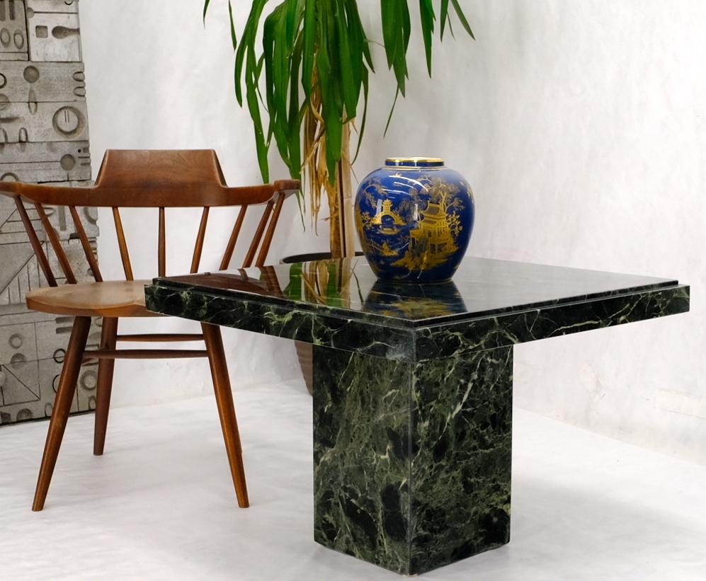 EstablishedLines Dark Green to Black White Veins Square Marble Side End Coffee Table Stand