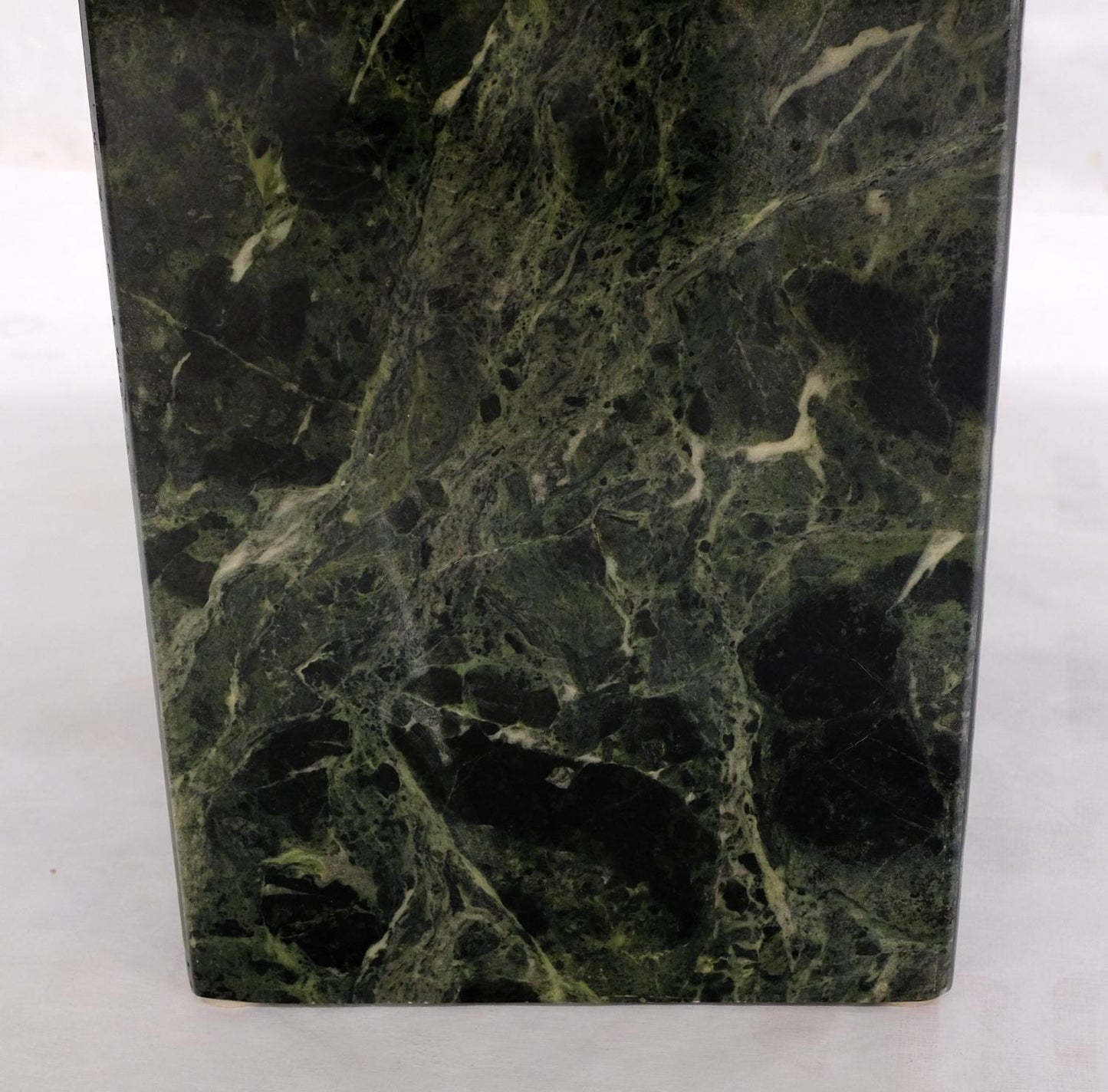 EstablishedLines Dark Green to Black White Veins Square Marble Side End Coffee Table Stand