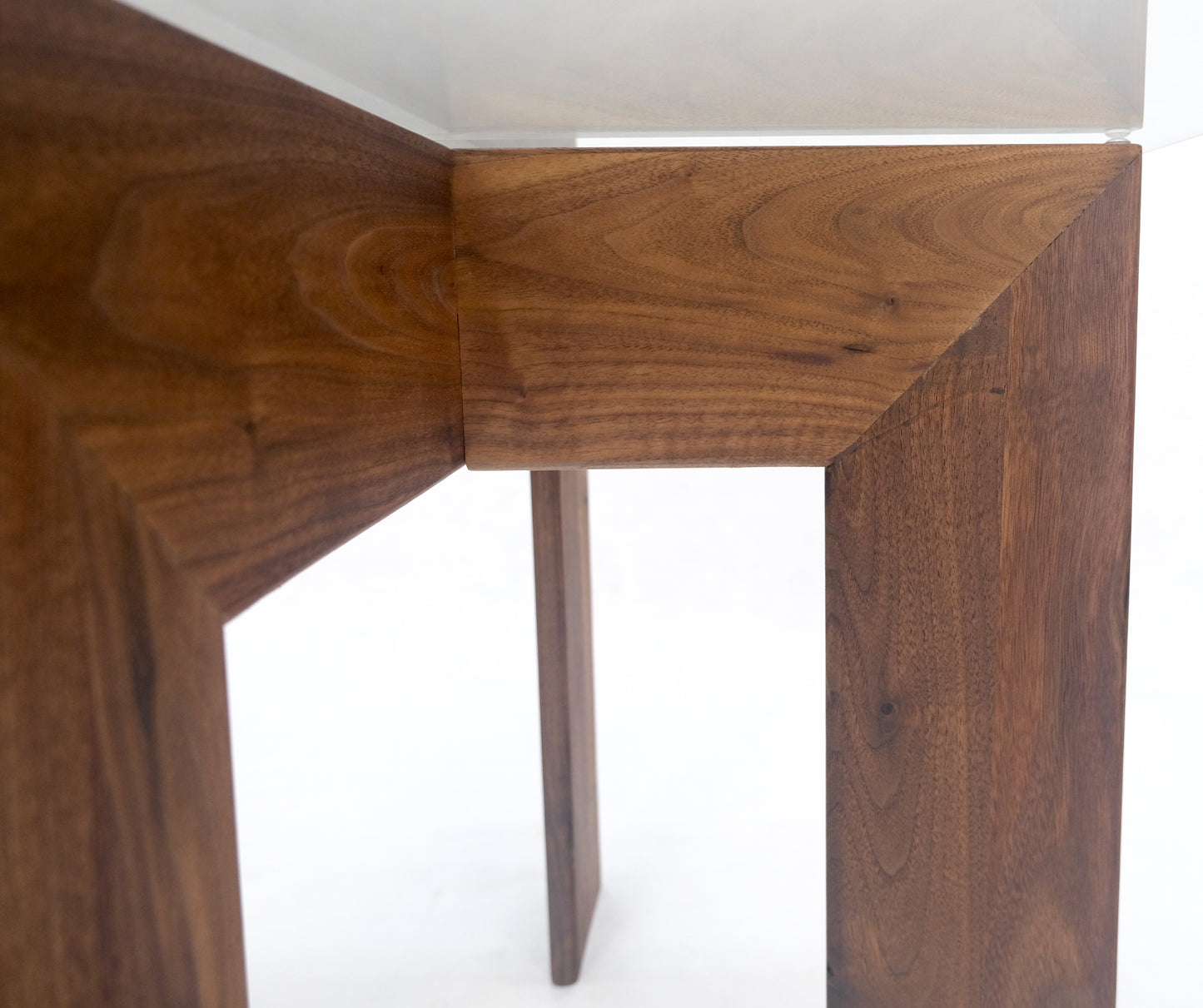 Modern Solid Walnut Wood Rectangular Glass Top X Base Side Table Contemporary Design