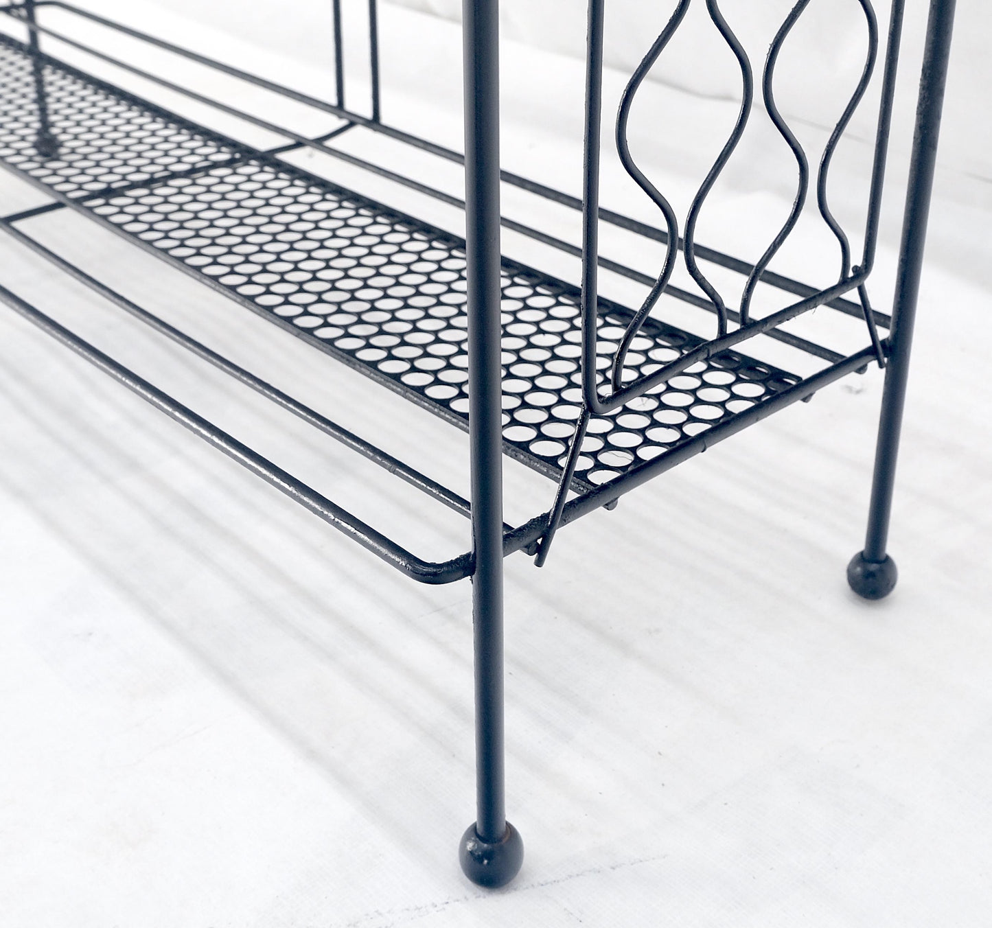 EstablishedLines Vintage Mid Century Modern Wire Rack Shelf Unit Ball Finials Tony Paul MINT!