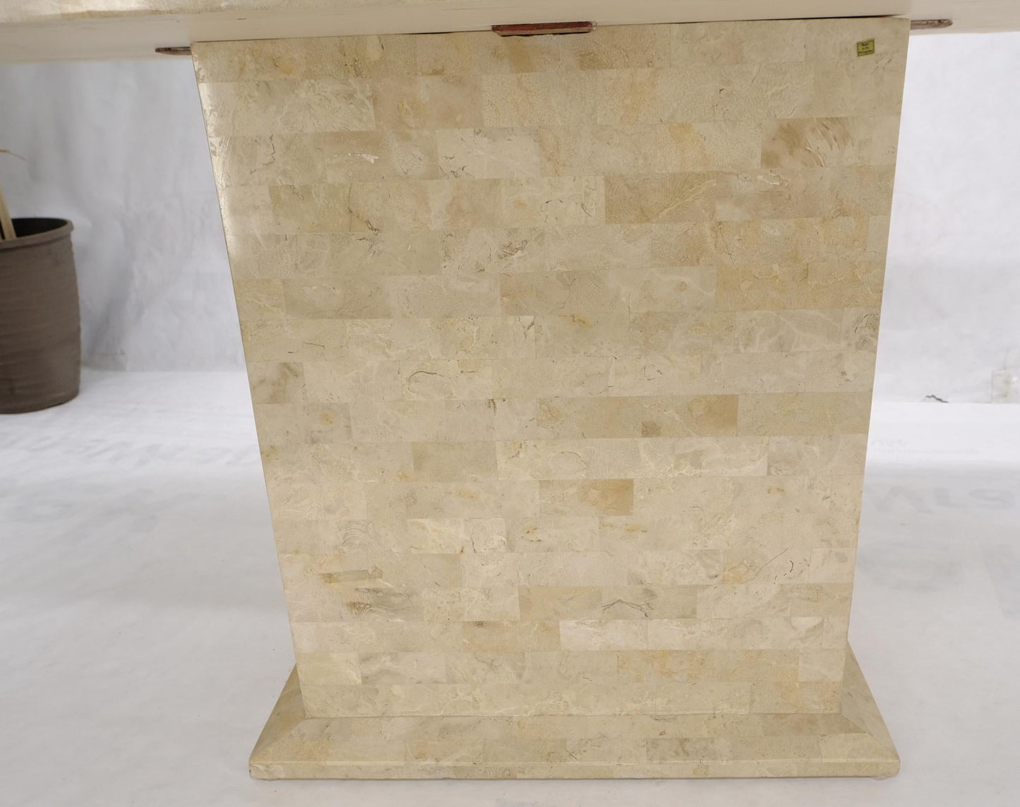 EstablishedLines Tessellated Stone Tile Mid-Century Modern Boat Shape Dining Table