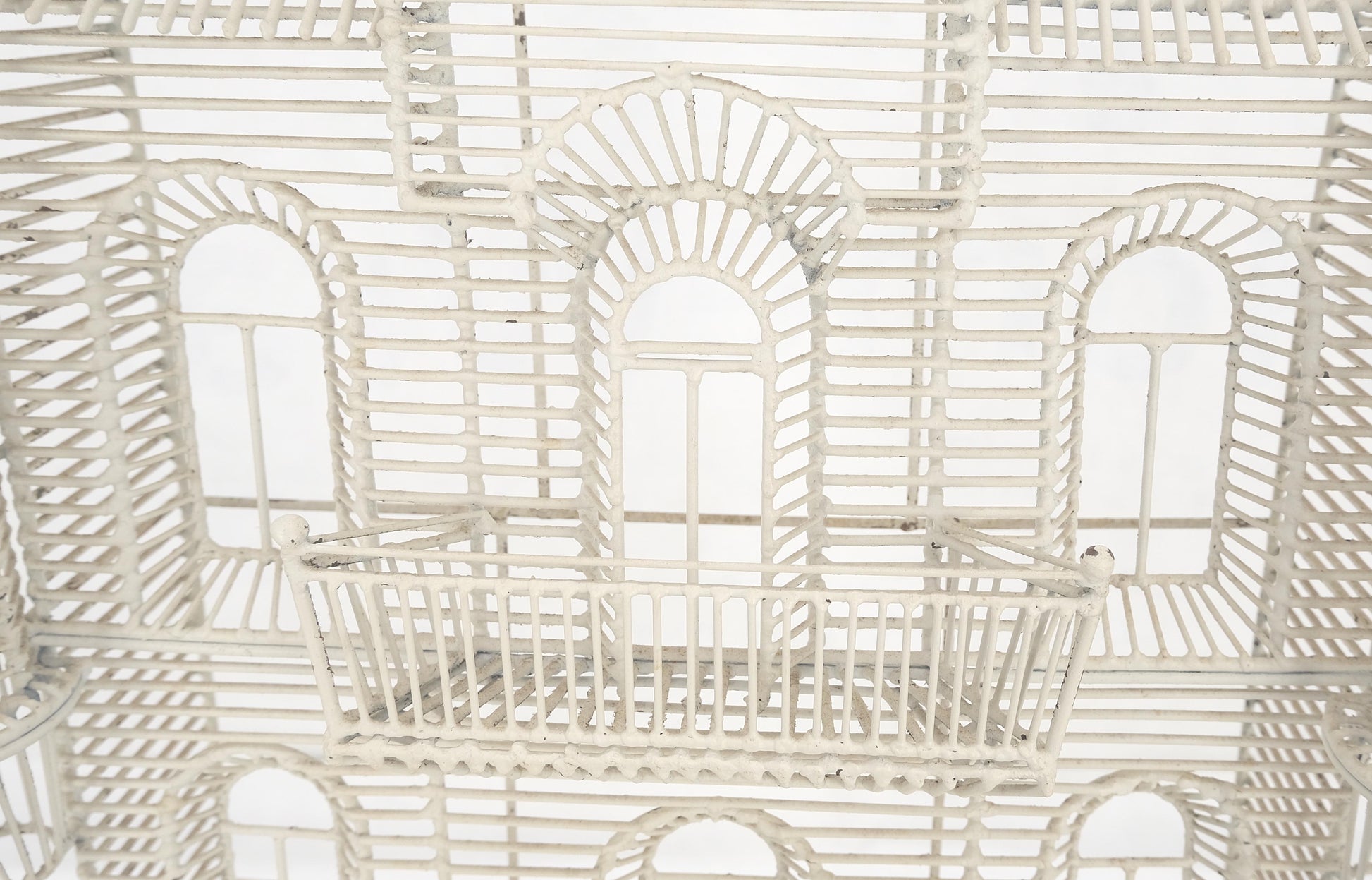 EstablishedLines 53" Tall  c1960s Very Fine Wall Wire Sculpture of Castle House Architecture