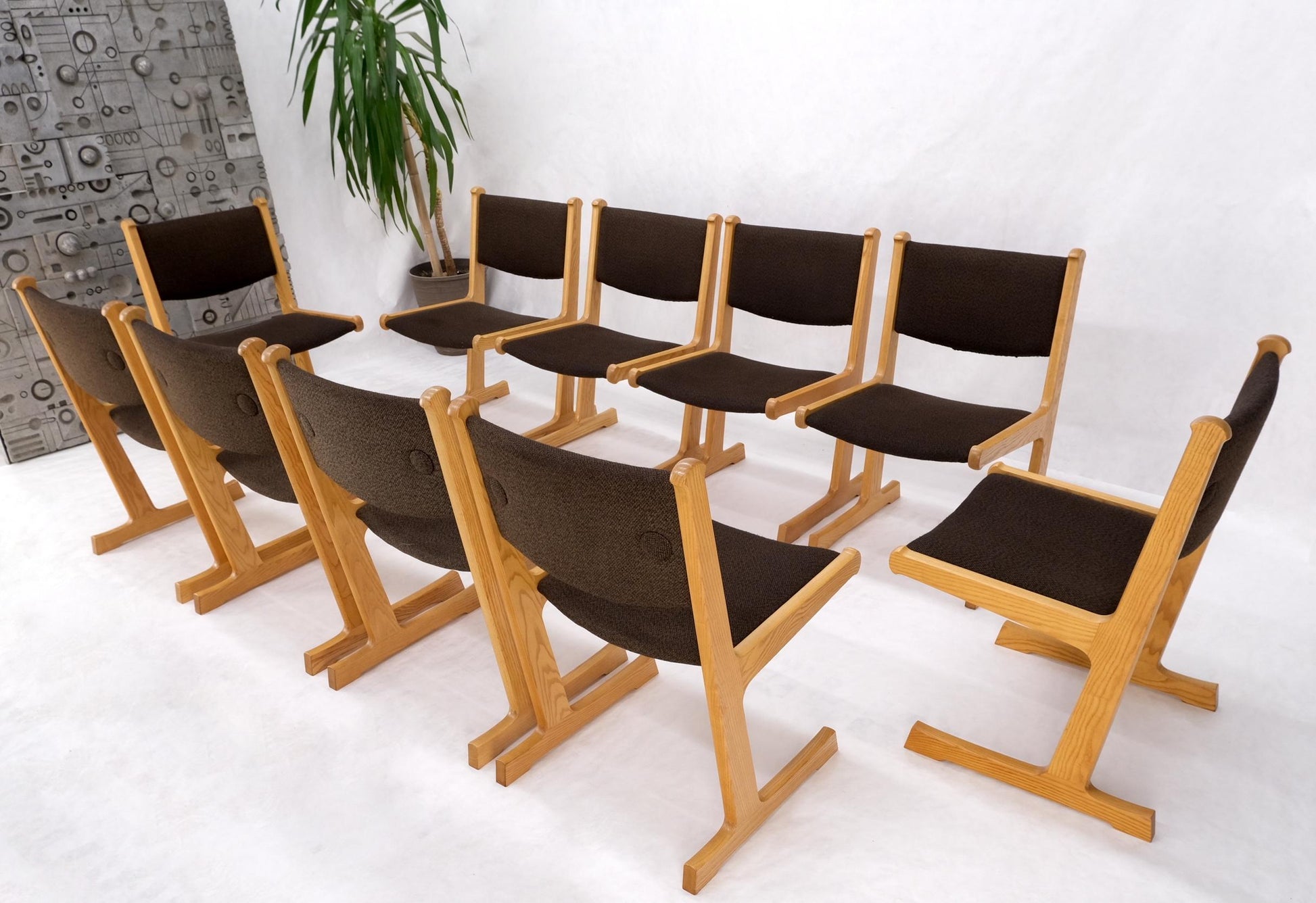 EstablishedLines Set of 10 Danish Mid Century Modern Cado Dining Chairs Wool Upholstery Denmark