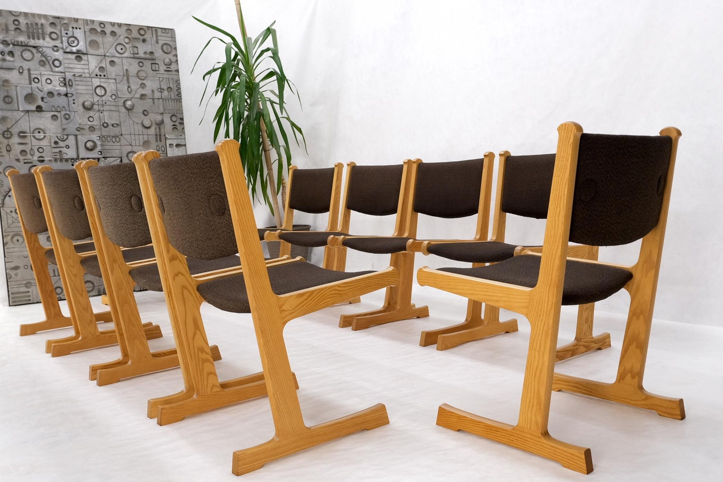 EstablishedLines Set of 10 Danish Mid Century Modern Cado Dining Chairs Wool Upholstery Denmark