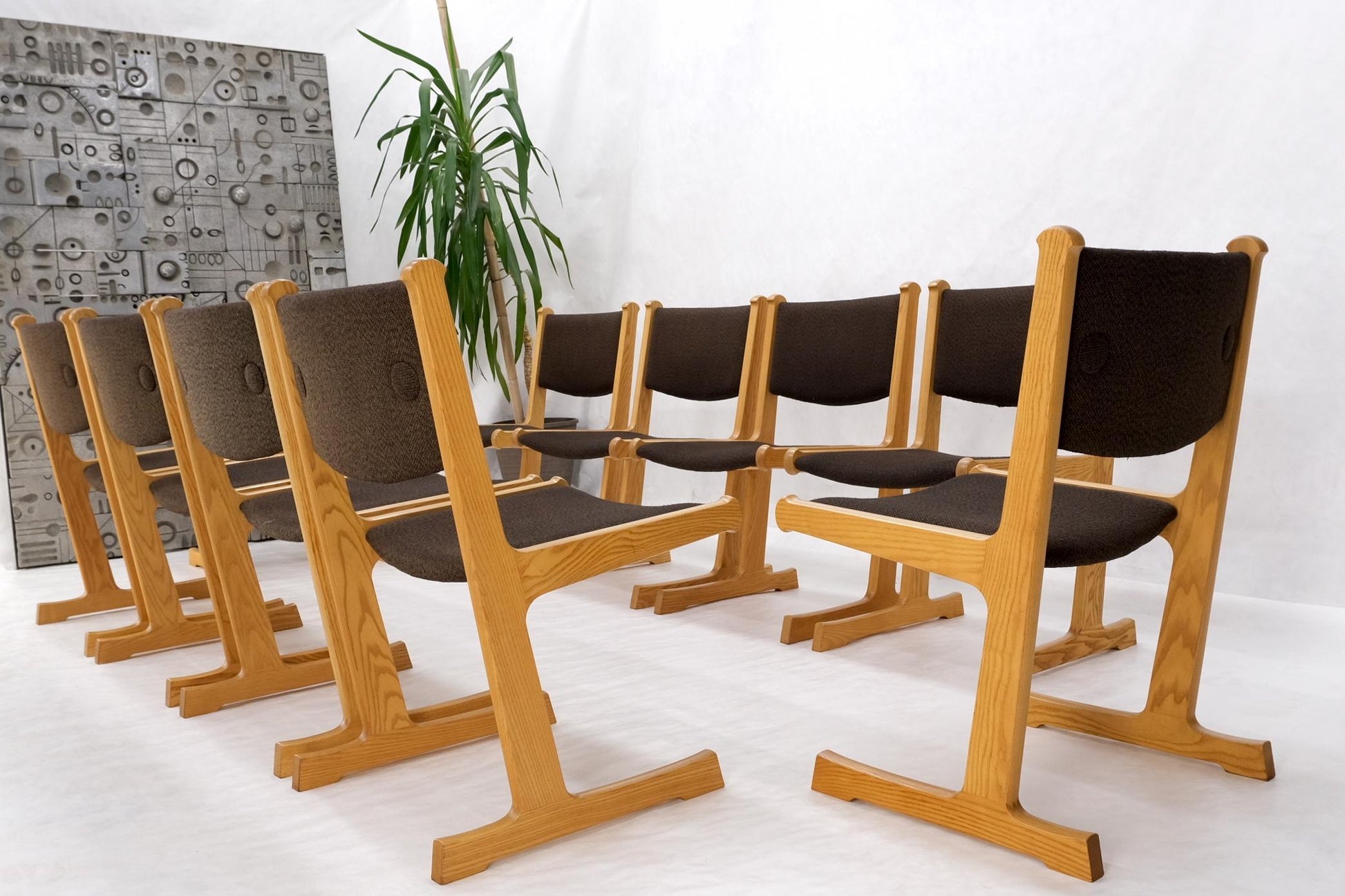 EstablishedLines Set of 10 Danish Mid Century Modern Cado Dining Chairs Wool Upholstery Denmark