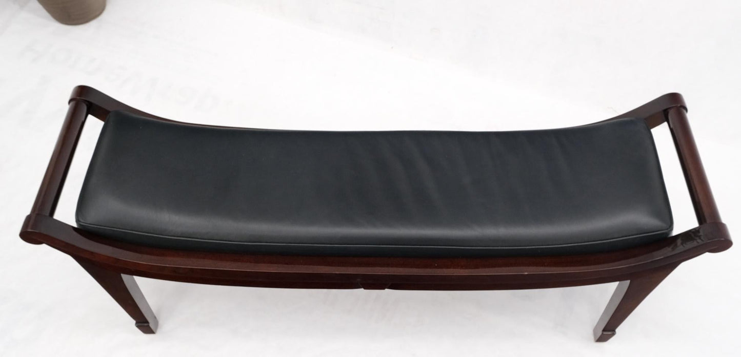 EstablishedLines Leather & Lacquered Mahogany Post Modern Window Bench