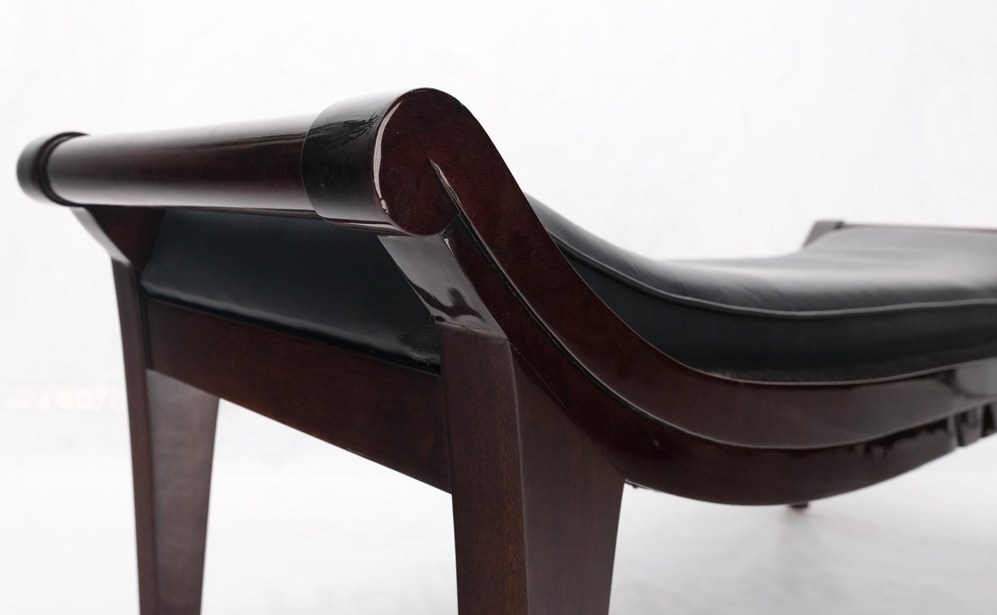 EstablishedLines Leather & Lacquered Mahogany Post Modern Window Bench
