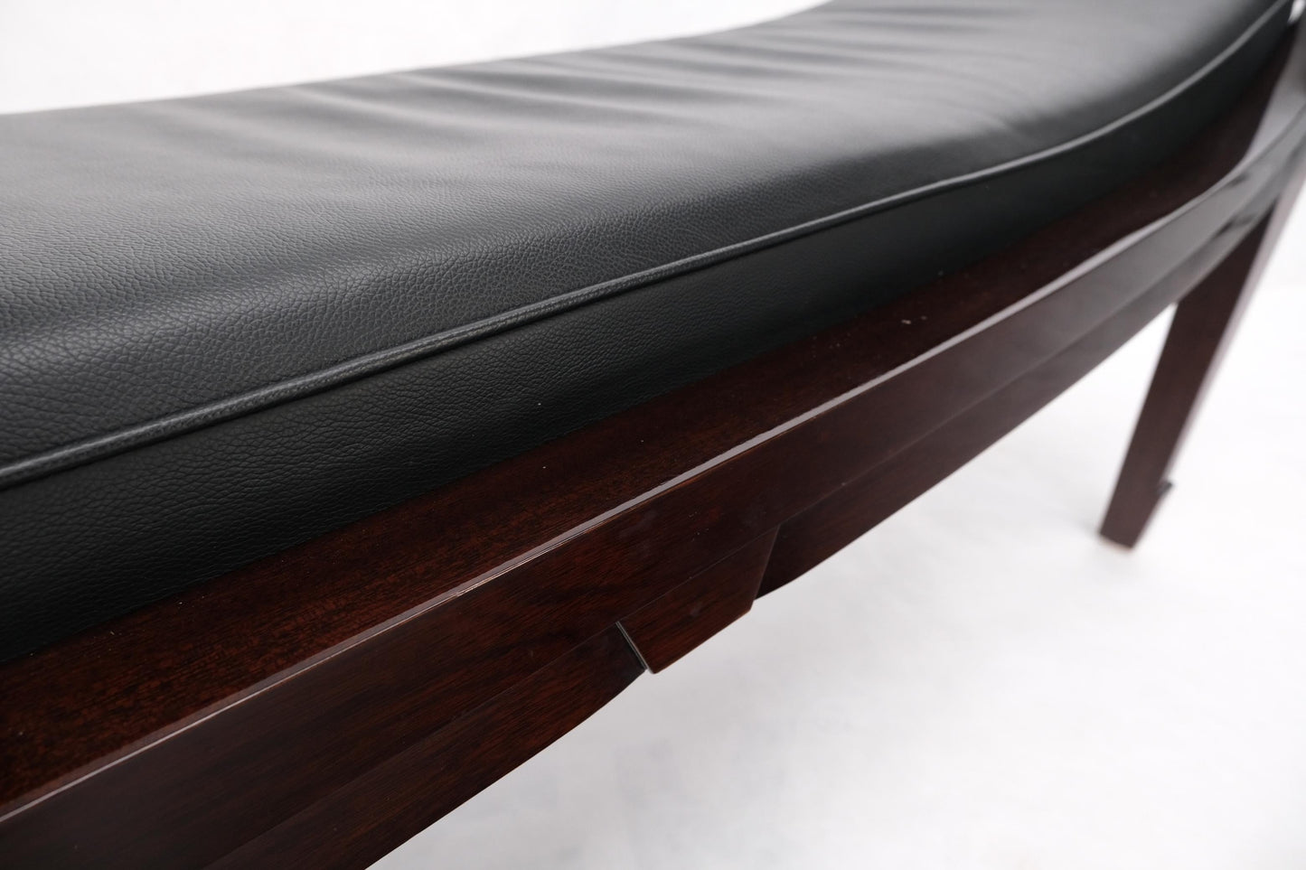 EstablishedLines Leather & Lacquered Mahogany Post Modern Window Bench