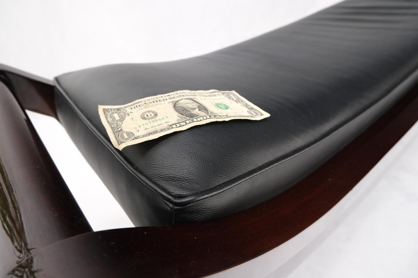 EstablishedLines Leather & Lacquered Mahogany Post Modern Window Bench