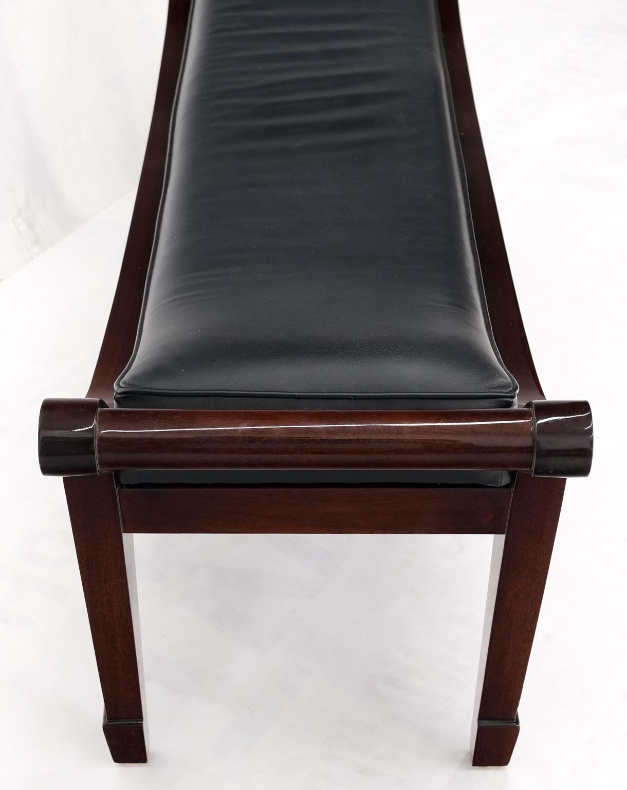 EstablishedLines Leather & Lacquered Mahogany Post Modern Window Bench