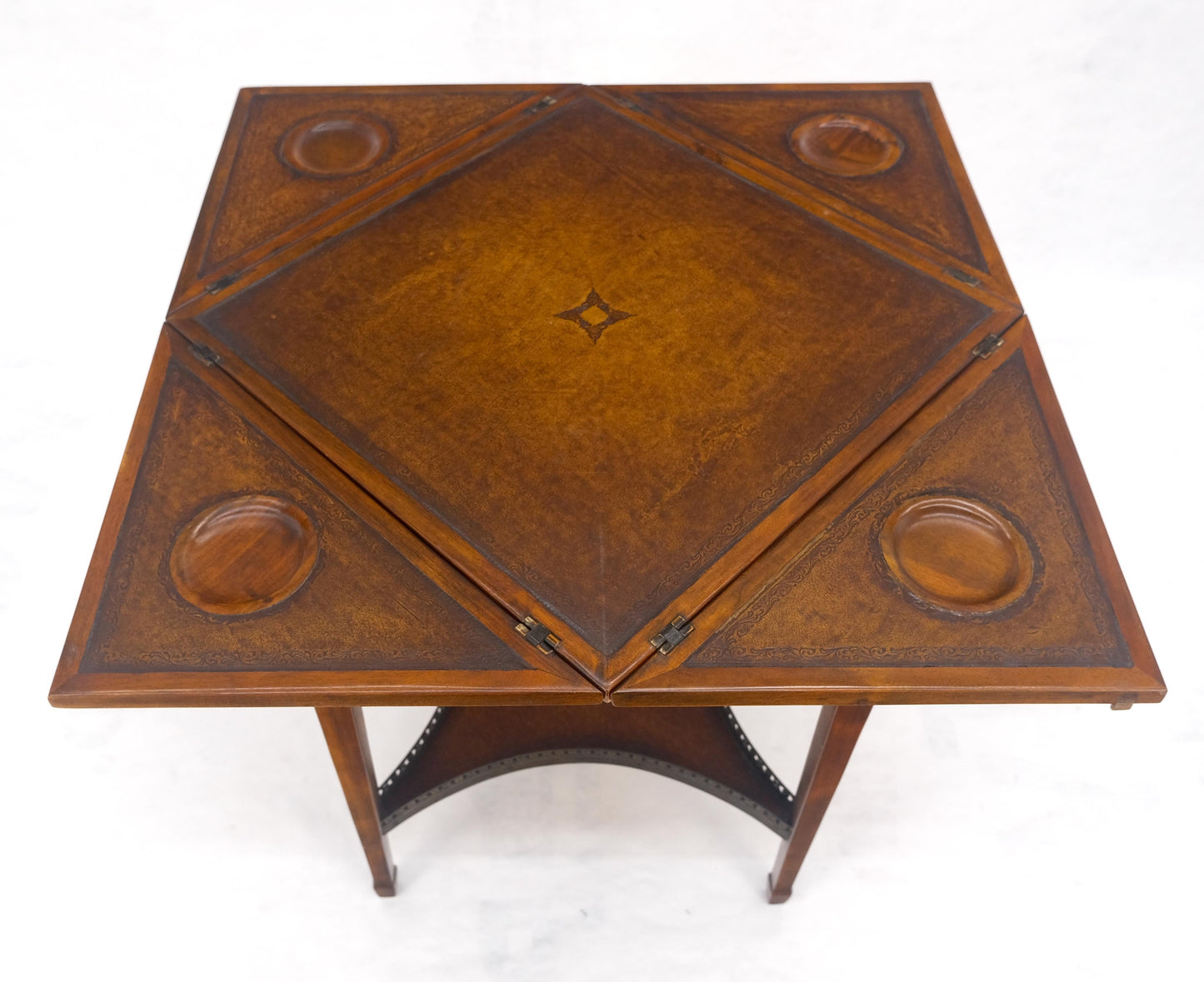 EstablishedLines Theodore Alexander One Drawer Leather Top Folding Top Game Table MINT