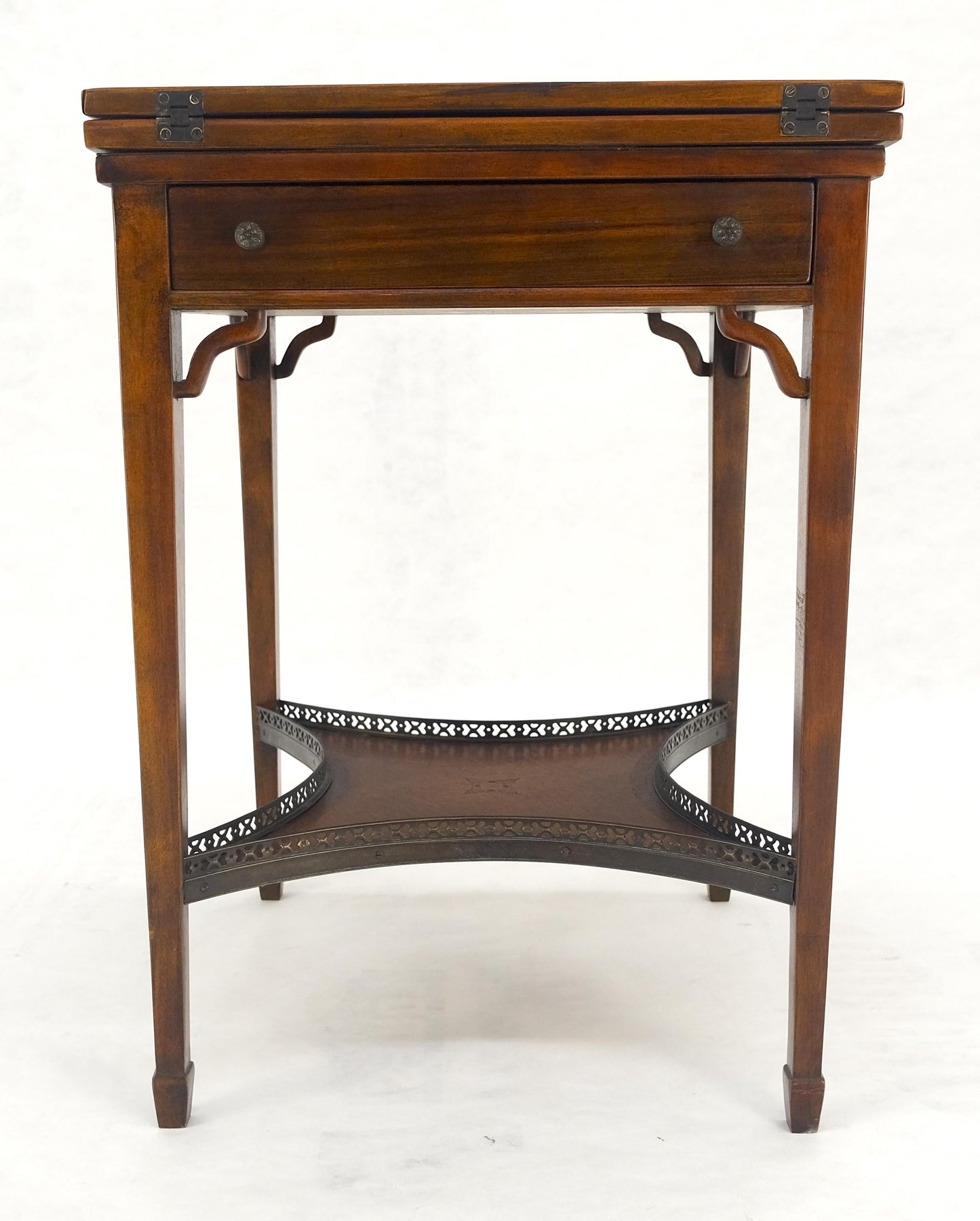 EstablishedLines Theodore Alexander One Drawer Leather Top Folding Top Game Table MINT