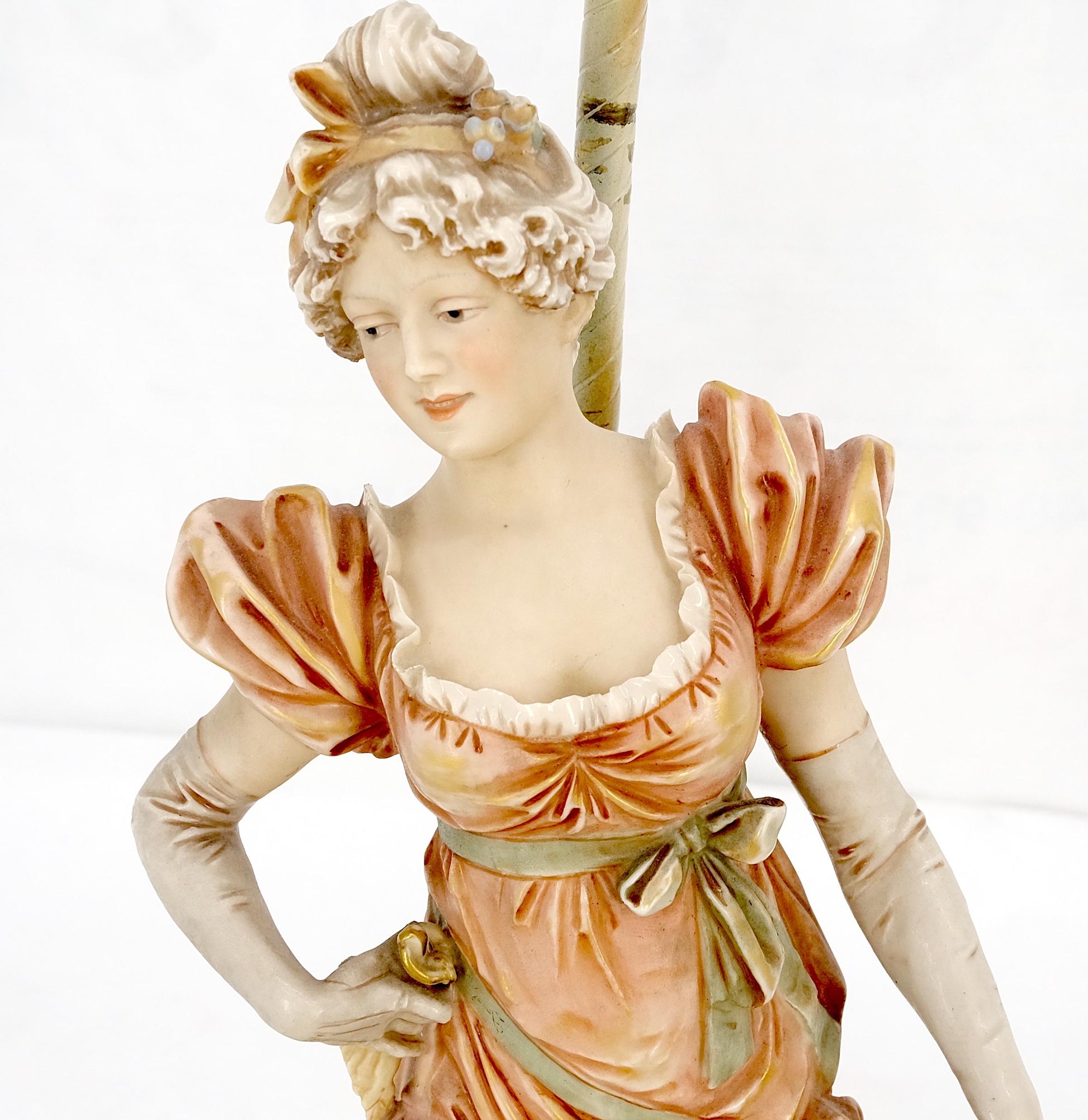 EstablishedLines Pair of Large Porcelain Ceramic Dancing Very Fine Figurines Table Lamps MINT!