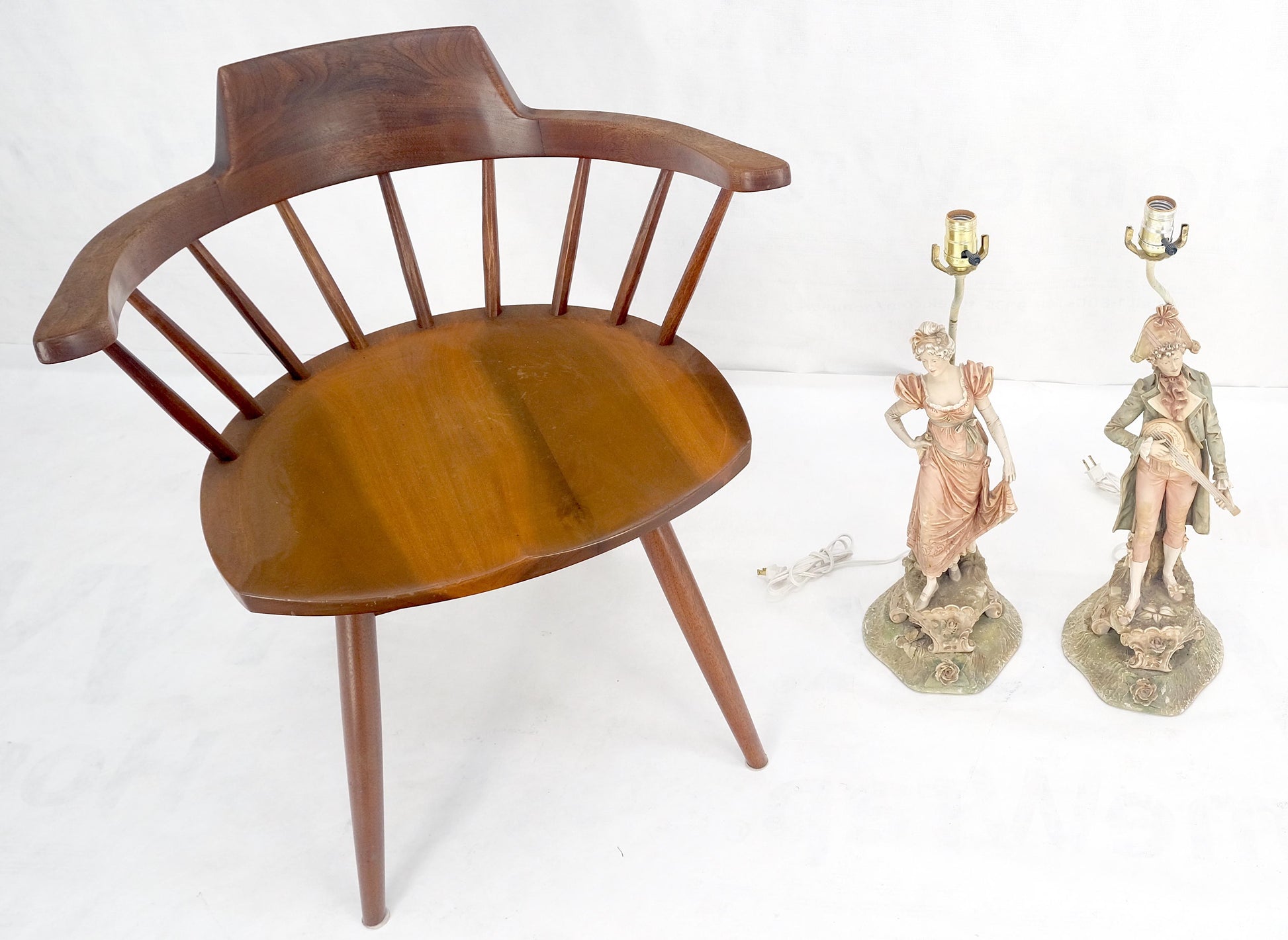 EstablishedLines Pair of Large Porcelain Ceramic Dancing Very Fine Figurines Table Lamps MINT!