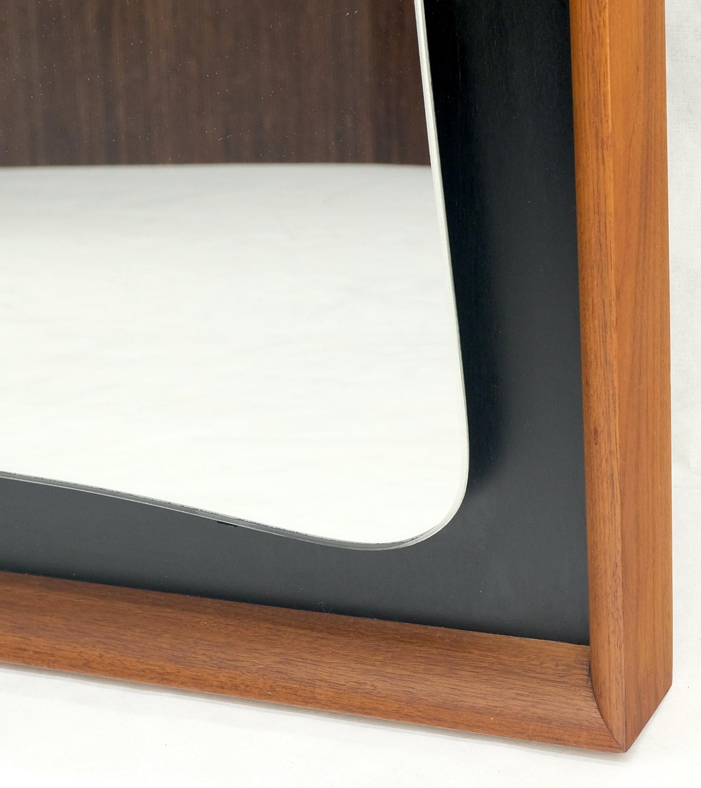 EstablishedLines Large Oiled Walnut Frame Mid-Century Modern Wall Mirror Mint