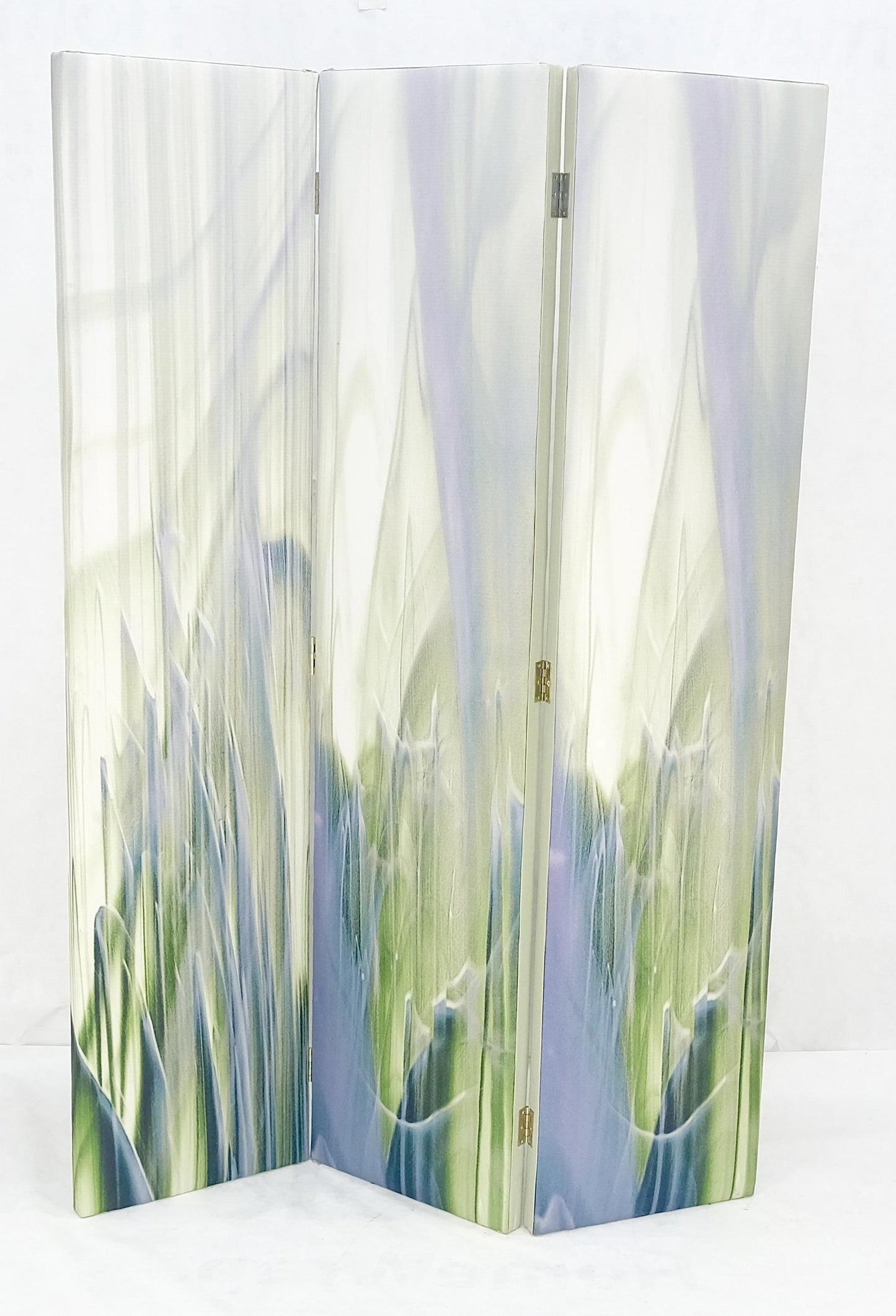 EstablishedLines Vintage c1970s Mid Century Painted Canvas 3 Panels Room Divider Screen MINT