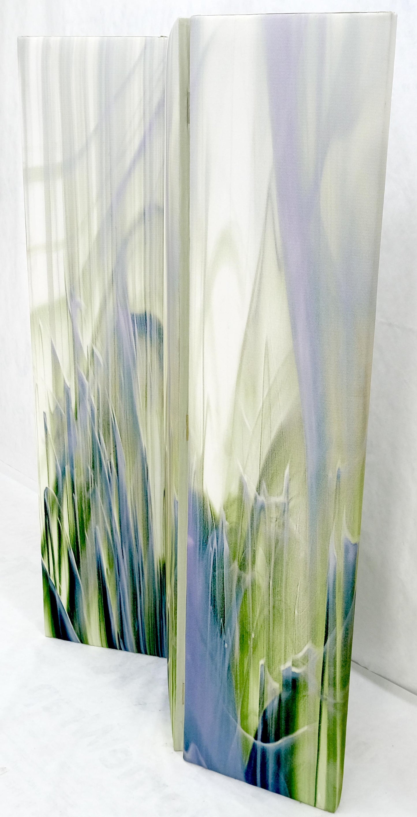 EstablishedLines Vintage c1970s Mid Century Painted Canvas 3 Panels Room Divider Screen MINT