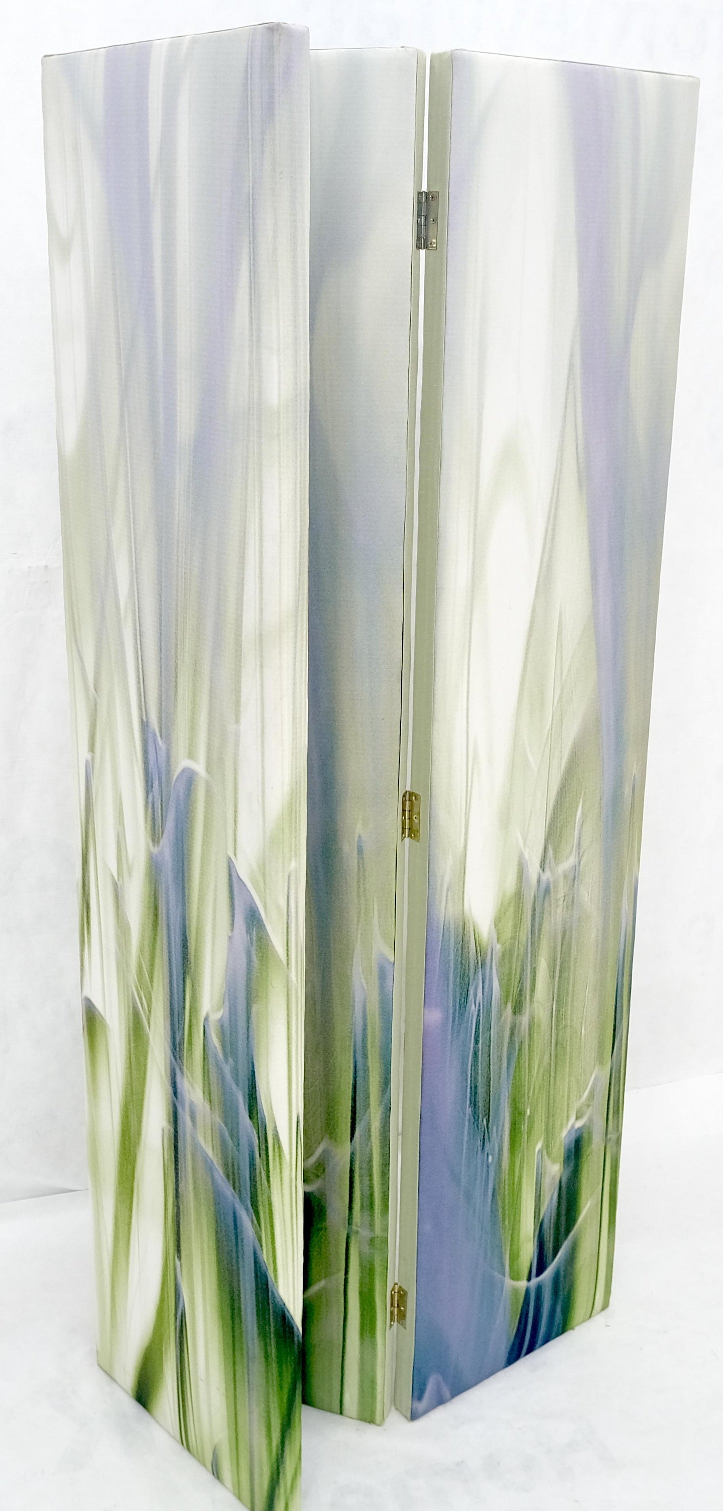 EstablishedLines Vintage c1970s Mid Century Painted Canvas 3 Panels Room Divider Screen MINT