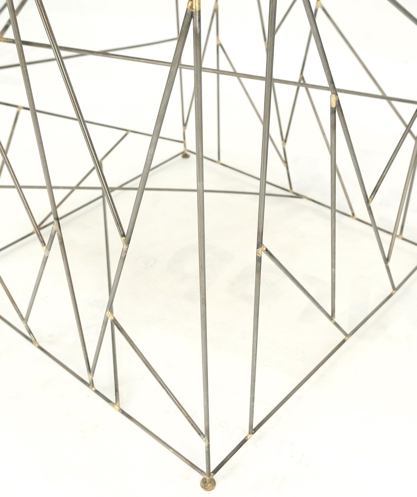 EstablishedLines Travertine Top Wire Base Square Side End Table Stand Mid-Century Modern MINT!