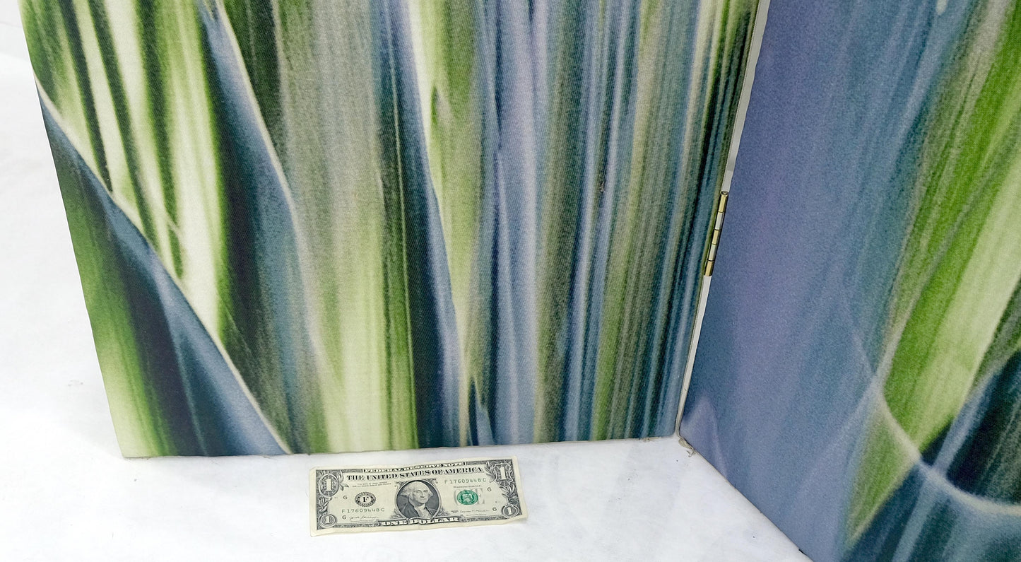 EstablishedLines Vintage c1970s Mid Century Painted Canvas 3 Panels Room Divider Screen MINT