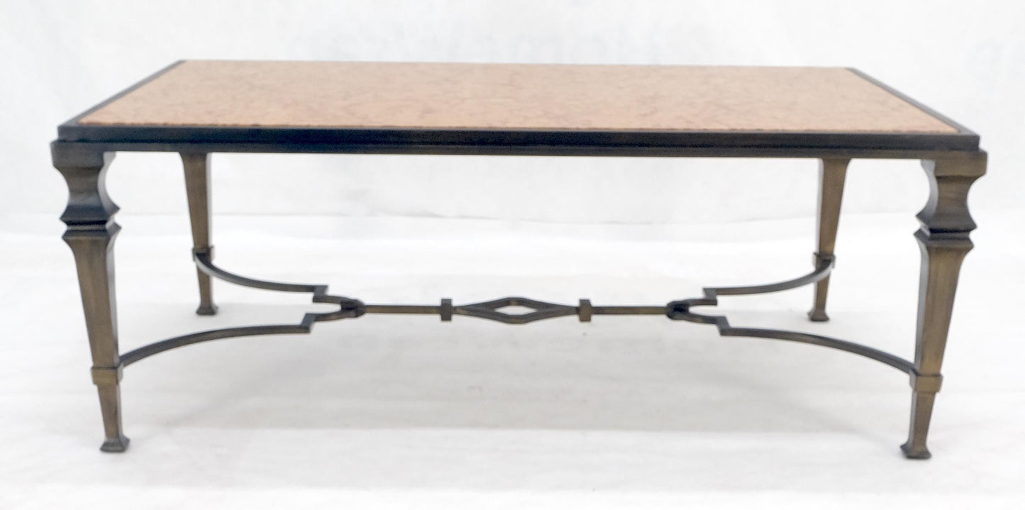 EstablishedLines Heavy Forged Bronzed Iron Base Rouge Marble Top Coffee Table Mint