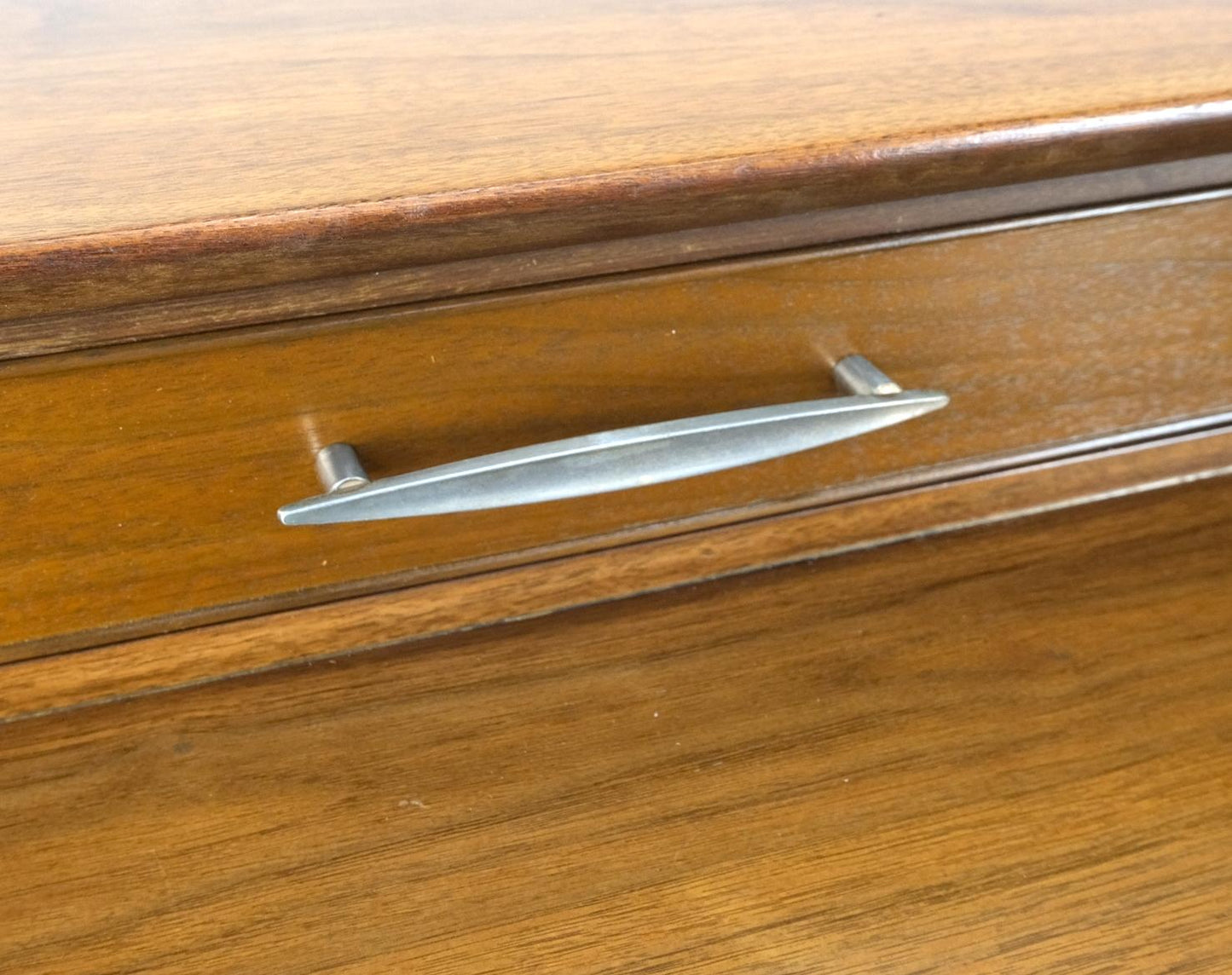 EstablishedLines Pair Walnut American Mid-Century Modern One Drawer Step End Tables Stands Mint!